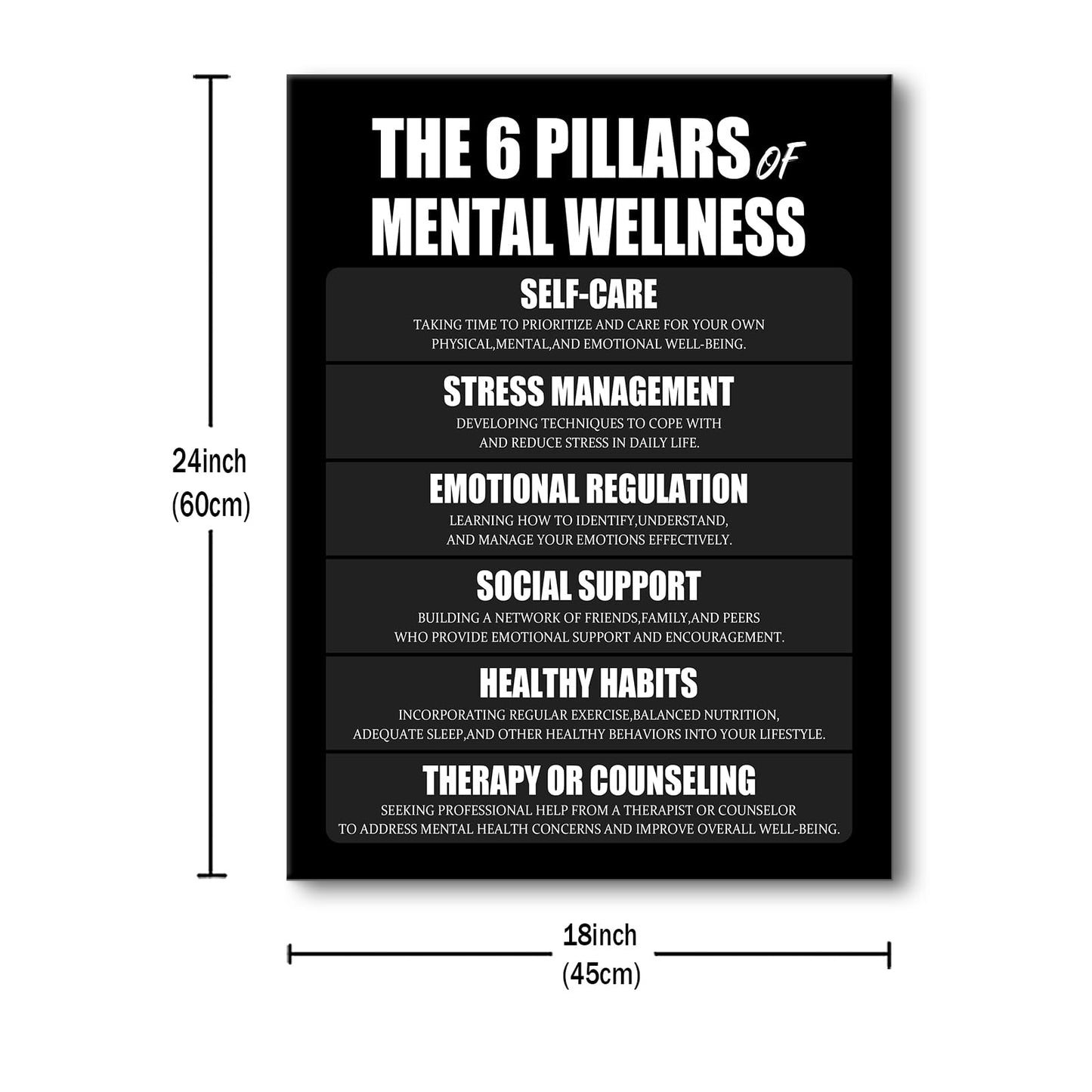 Motivational Canvas Wall Art The 6 Pillars Inspirational Poster Print Positive Quotes Pictures Painting Artwork for Home Office Bedroom Living Room Wall Decor Ready to Hang [18''Wx24''H]