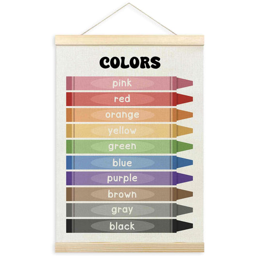 TLESKE Colorful Classroom Colors Learning Educational Poster Hanger Frame, Homeschool Hanging Wall Art Decor for Toddlers Kids Room Nursery Playroom, Preschool Prek Poster Print Banner, 12x16
