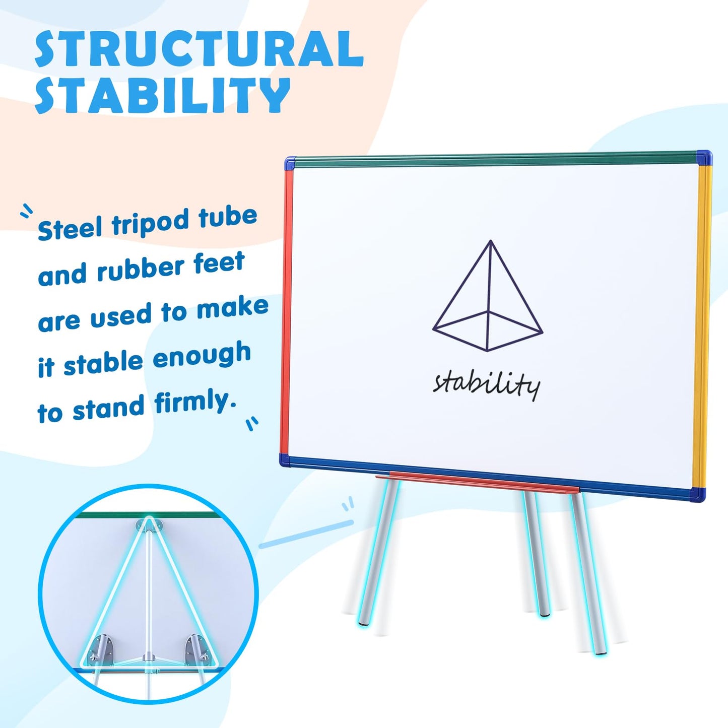Dry Erase Board with Stand Magnetic Whiteboard for Kids Easel Flipchart Board for Classroom Easel White Board with Stands Teacher Easel, Colorful Frame,36x24 inches