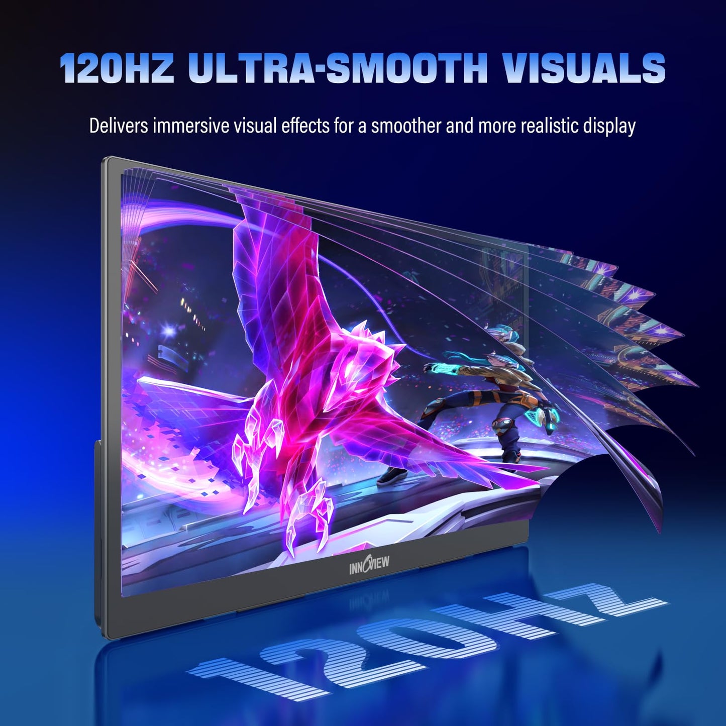 InnoView 2K Portable Monitor for Laptop 18.5" 2560x1440p QHD 120Hz 100% sRGB USB-C Standard HDMI Gaming Monitor,HDR Travel External Second Screen for Laptop, PC, Game Consoles