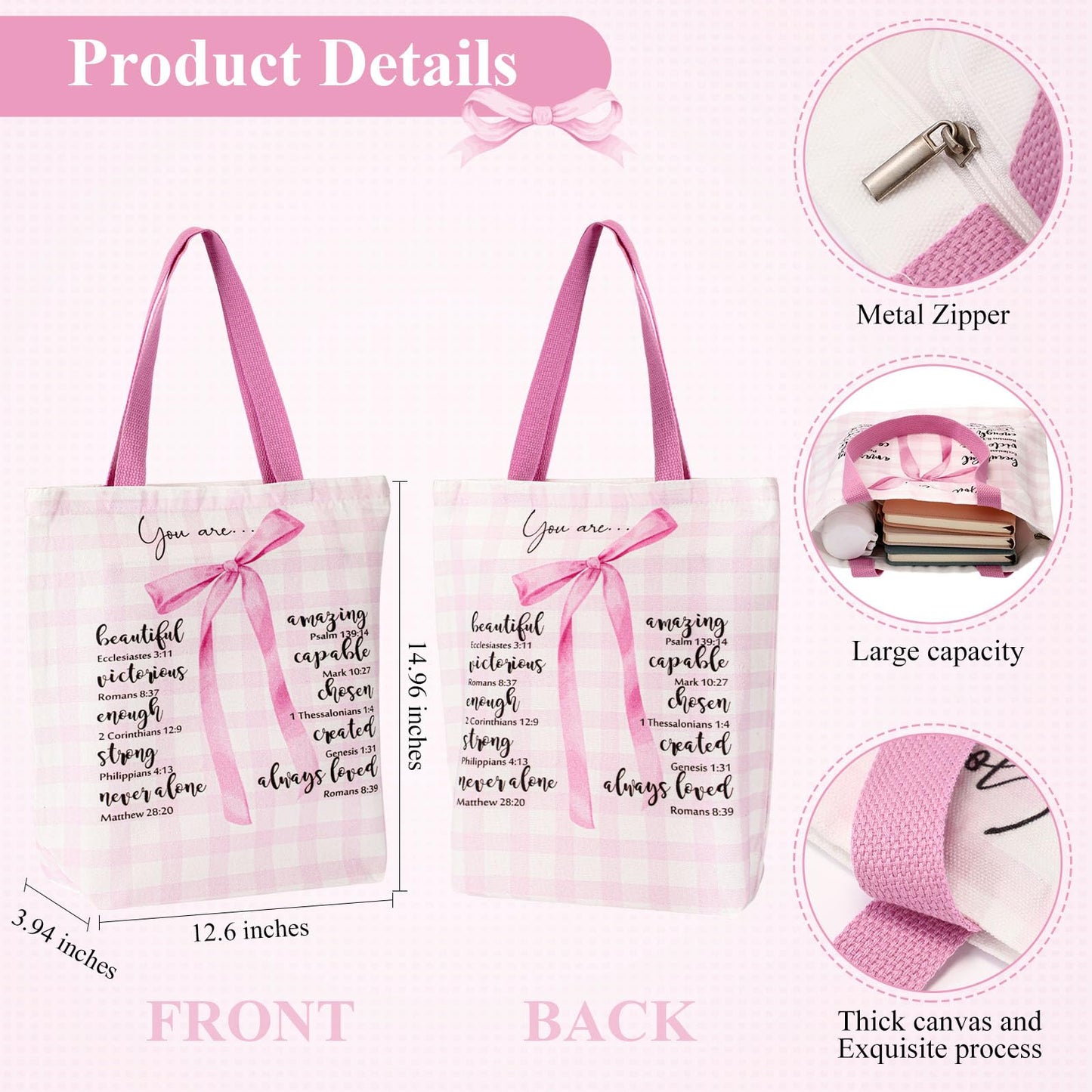 Singhoow 29 Pcs Bible Journaling Supplies Kit 16 oz Glass Cup Pink Bag Pink Bows Leather Notebook Highlighters Pens Sticky Note Tapes Bible Study Supplies for Women Sunday School Teacher
