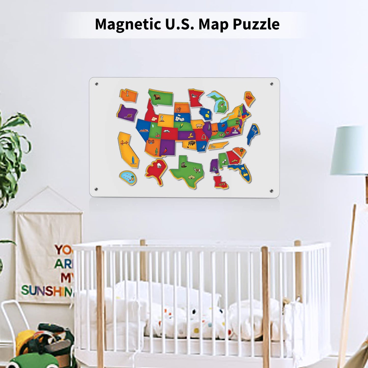 Magnetic Board,17.1" x 11.8" Magnet Display,for Magnets and Bulletin Board,Suitable for Wall, Refrigerator, Compartment, Cabinet etc,Comes with Dual Lock Tape for Easy Hanging (White)
