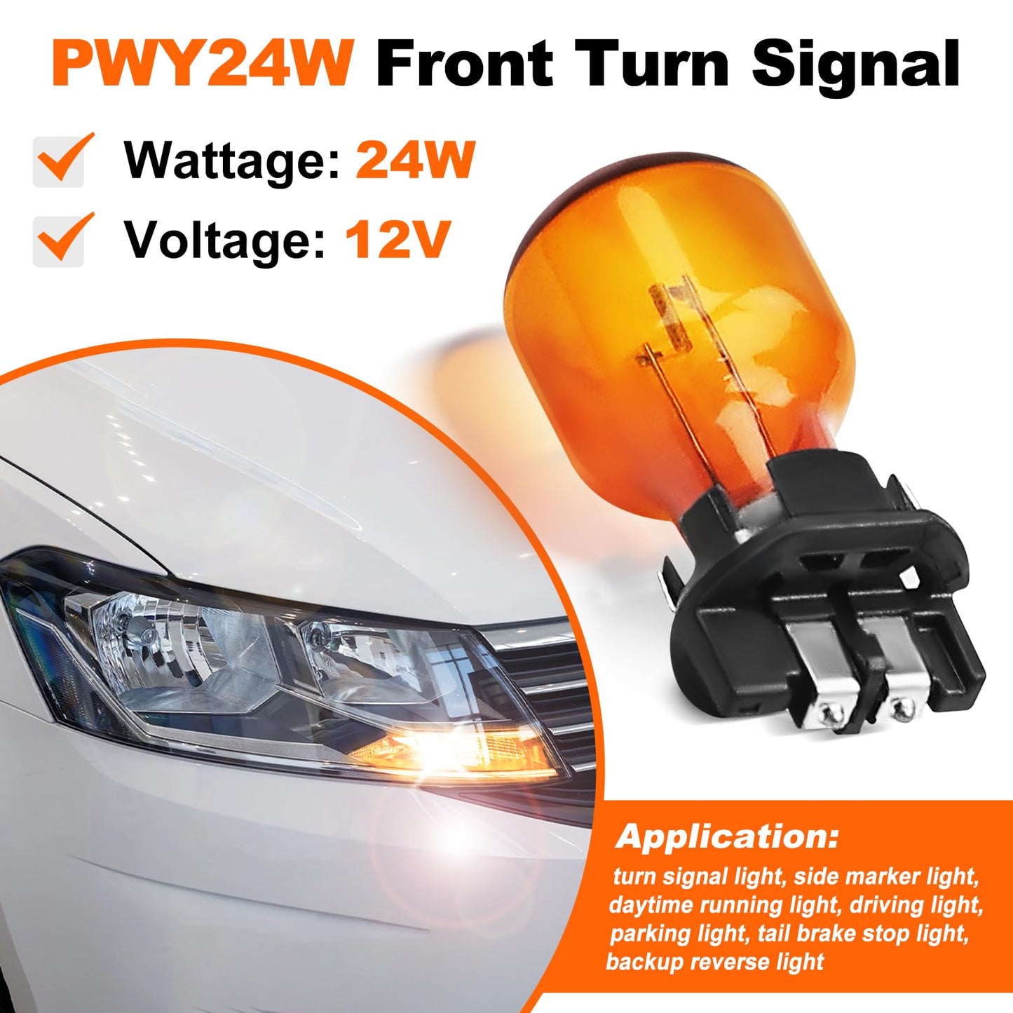 lodfGL PWY24W Turn Signal Light Bulbs 12V 24W Replacement for 2016 Passat, 2017 Octavia, Audi A4 Q3 Q7, Ford