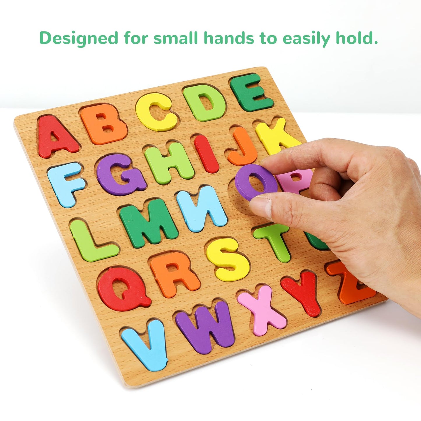 Alphabet Wooden Puzzles for Toddlers 3-5, Pack of 3 ABC, Number and Shape Puzzle, Preschool Educational Learning Toys with Puzzle Board & Letter Blocks for Girls Boys Ages 3 4 5 Years Old