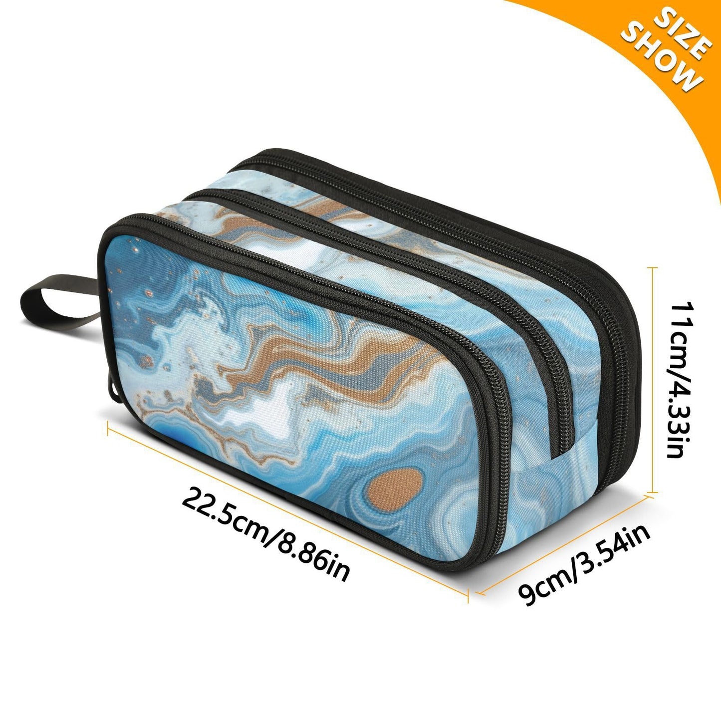 Kcldeci Green Marble Pencil Case, Abstract Gold Glitter Stone Big Capacity Pencil Pen Case Pencil Bag Pouch Holder Box For Middle/High School Office College Adult Girl and Boy