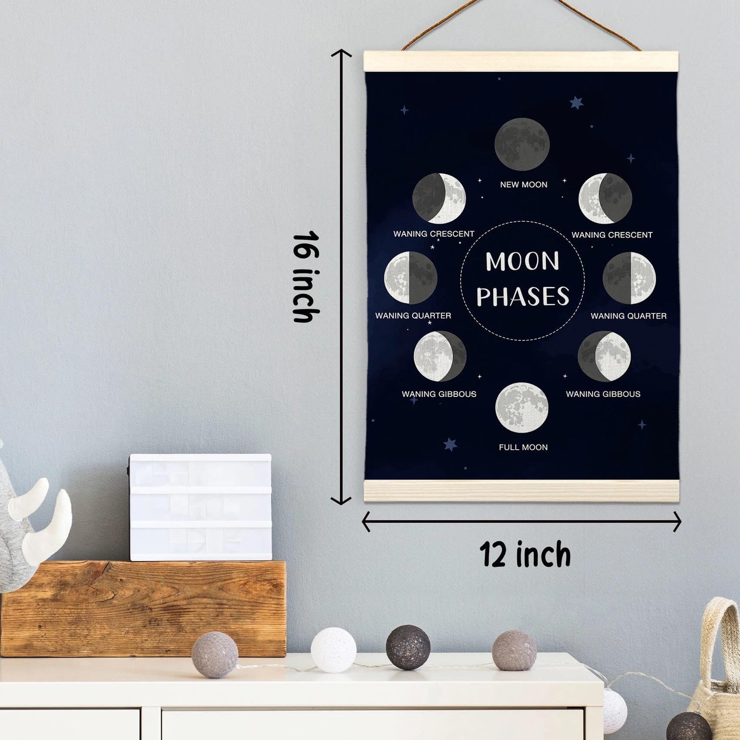 LKETW Space Nursery Poster Hanger Frame 12x16 Inch, Solar System Galaxy Wall Art Posters for Classroom, Space Educational Hanging Banner Decor for Kids Boy Girl Nursery Room Bedroom Playroom, Set of 2