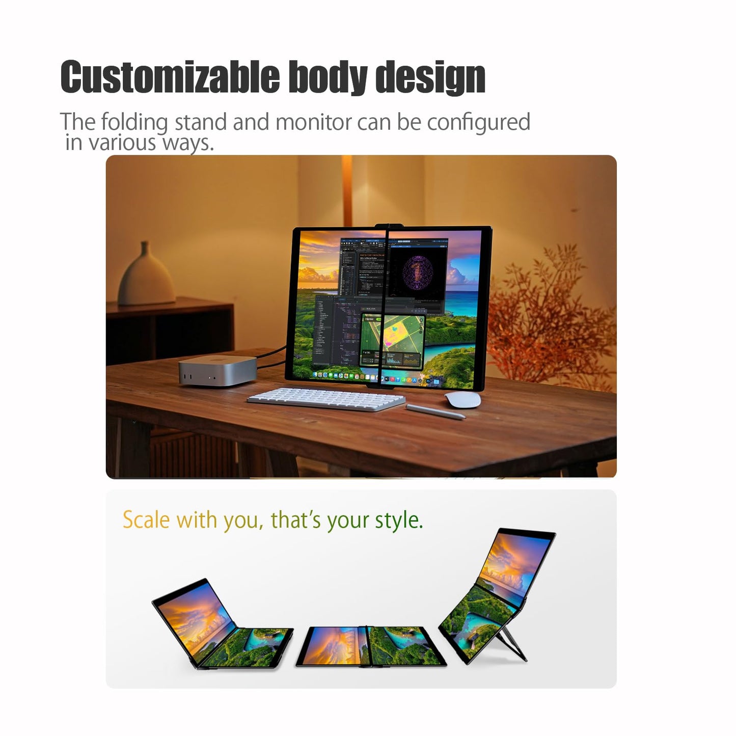EHOMEWEI X2 Air Foldable Dual Touchscreen Portable Monitor 14.2"×2 2.8K IPS Touch Screen Extender with 4096 Stylus for Laptop