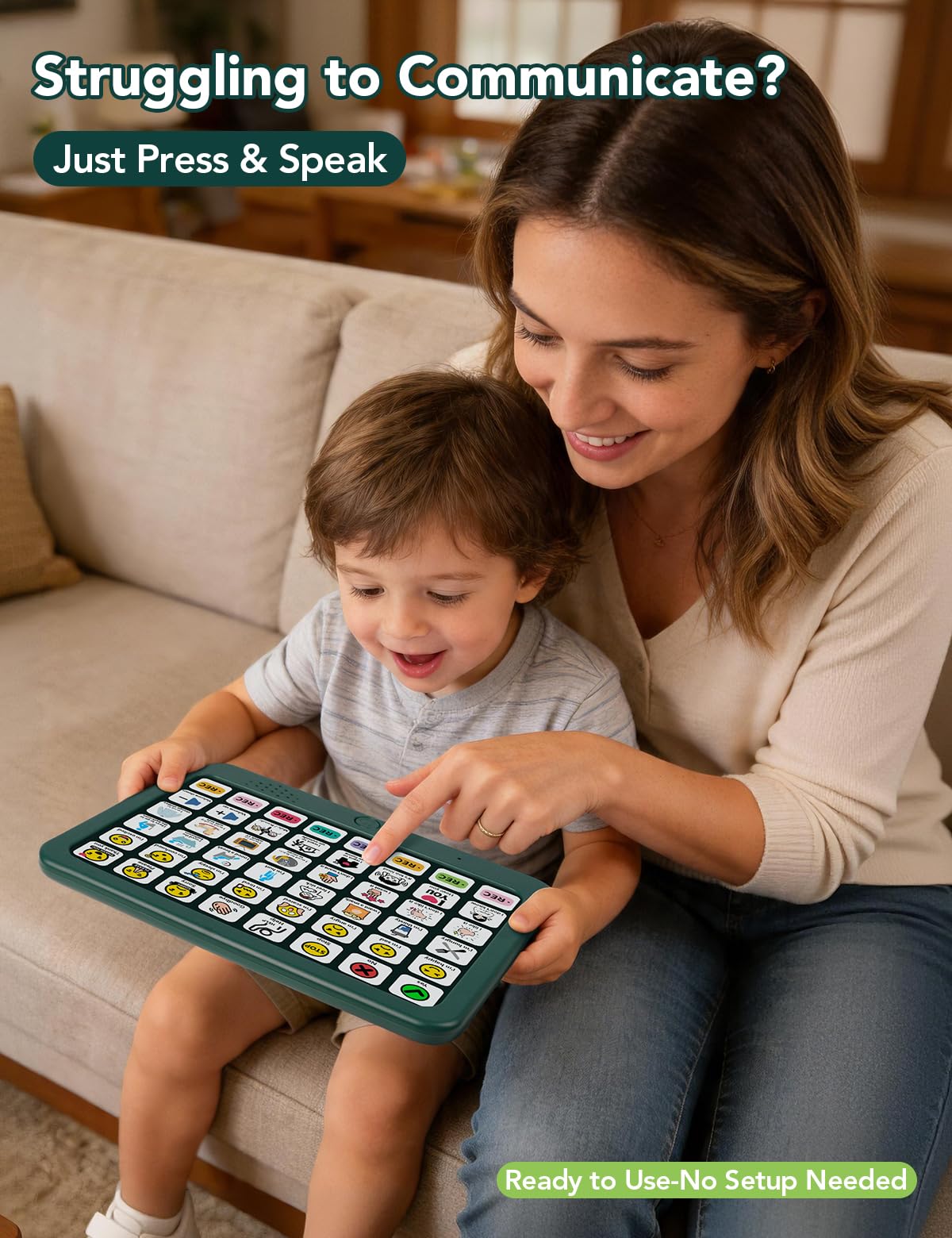 SKDTAZRZ AAC Device for Autism & Nonverbal Kids and Adults, 37 Preloaded Buttons + 8 Recordable Keys, Communication Board for Speech Therapy & Special Education, Home & School Use, Male/Female Voice