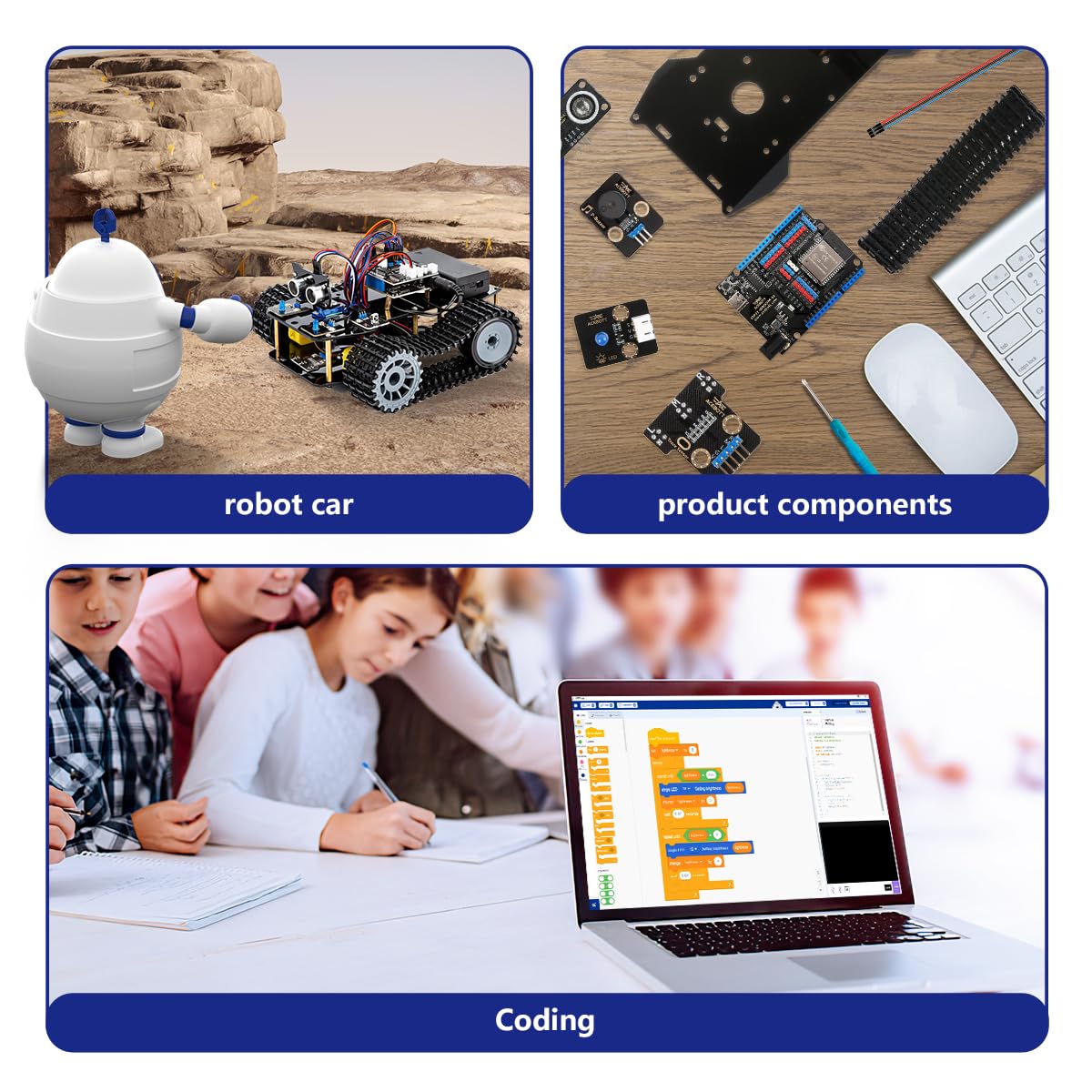 ACEBOTT Smart Robot Tank Car Kit with ESP32 for Arduino Robotics for Kids Ages 8-12 12-16 STEM Science Kits Coding Gifts for 8-16 Year Old Boys Girls Teens Cool Engineering Building Toys Unique Gifts