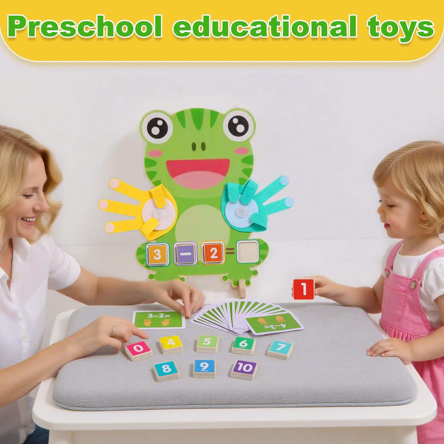 Quliwise Math Manipulatives Number Counting Blocks-Educational Toys for Kids, Preschool Learning Toys for Toddlers 3-5, Montessori Toys for 3-5 Year Old Boys Girls Birthday Gifts (Large Frog Model)