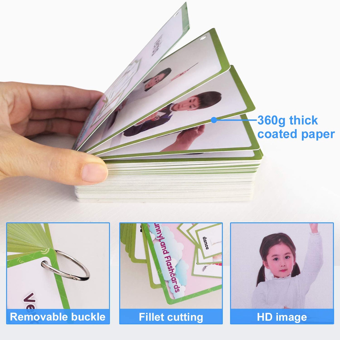 Verbs/Adjectives Flash Cards English Flash Cards Pocket Card Learning Toys for Children Pre-Kindergarten Kids Education Aids