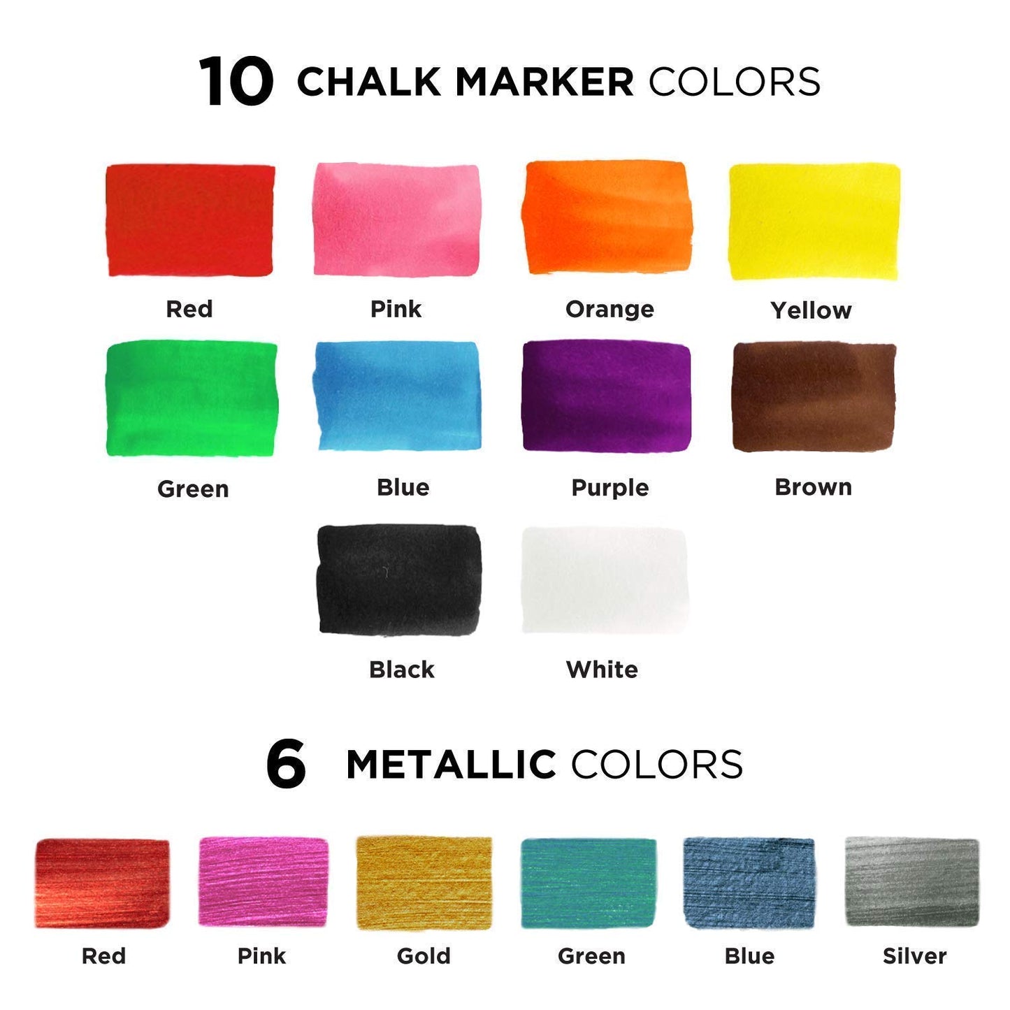 Assorted Chalk Bundle - 5 Red Variety + 16 Classic Markers + Metallic 6mm
