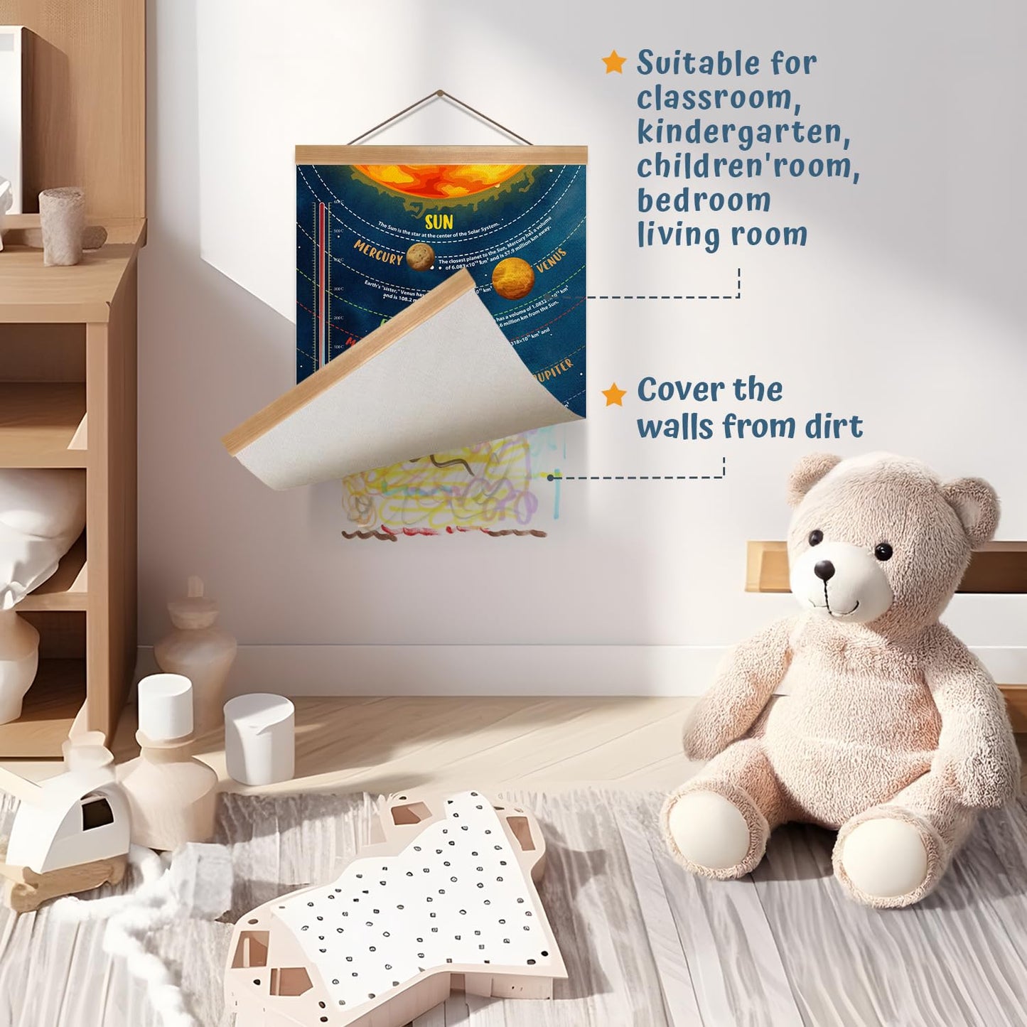 ZTGDA Solar System Poster Wall Art Set of 1, Planets Wall Decor, Space Classroom Decor, Outer Space Planets Poster for Boys and Girls Nursery, Bedroom, Playroom, Toddler and Kids Room(Solar system)