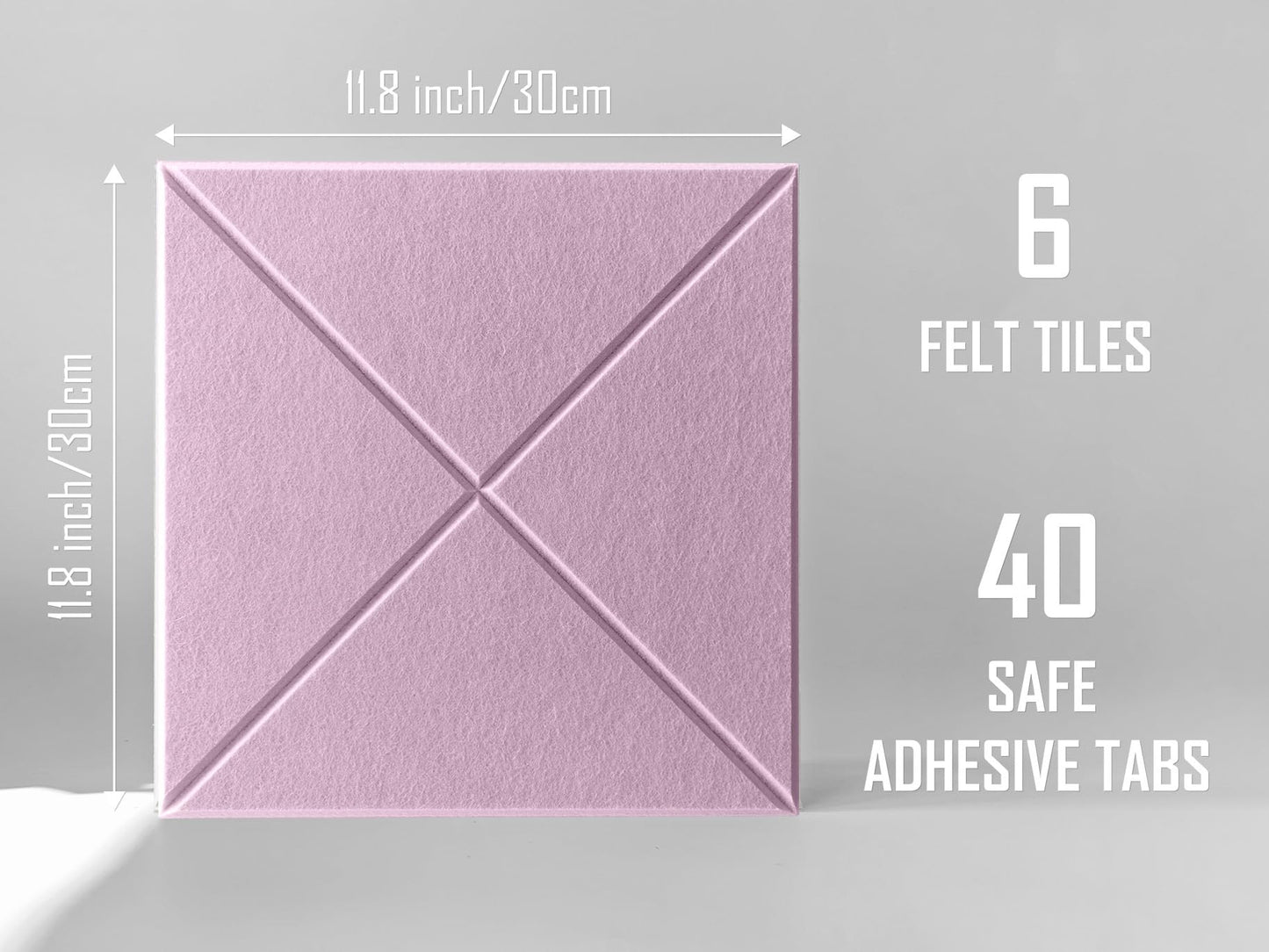 6 Pack Decorative Felt Wall Tiles (11.8” x 11.8”) - Modern Bulletin Board for Home Office & Classroom, Self-Adhesive Cork Board Alternative for Kids Artwork, Photos & Pin Display - Sakura