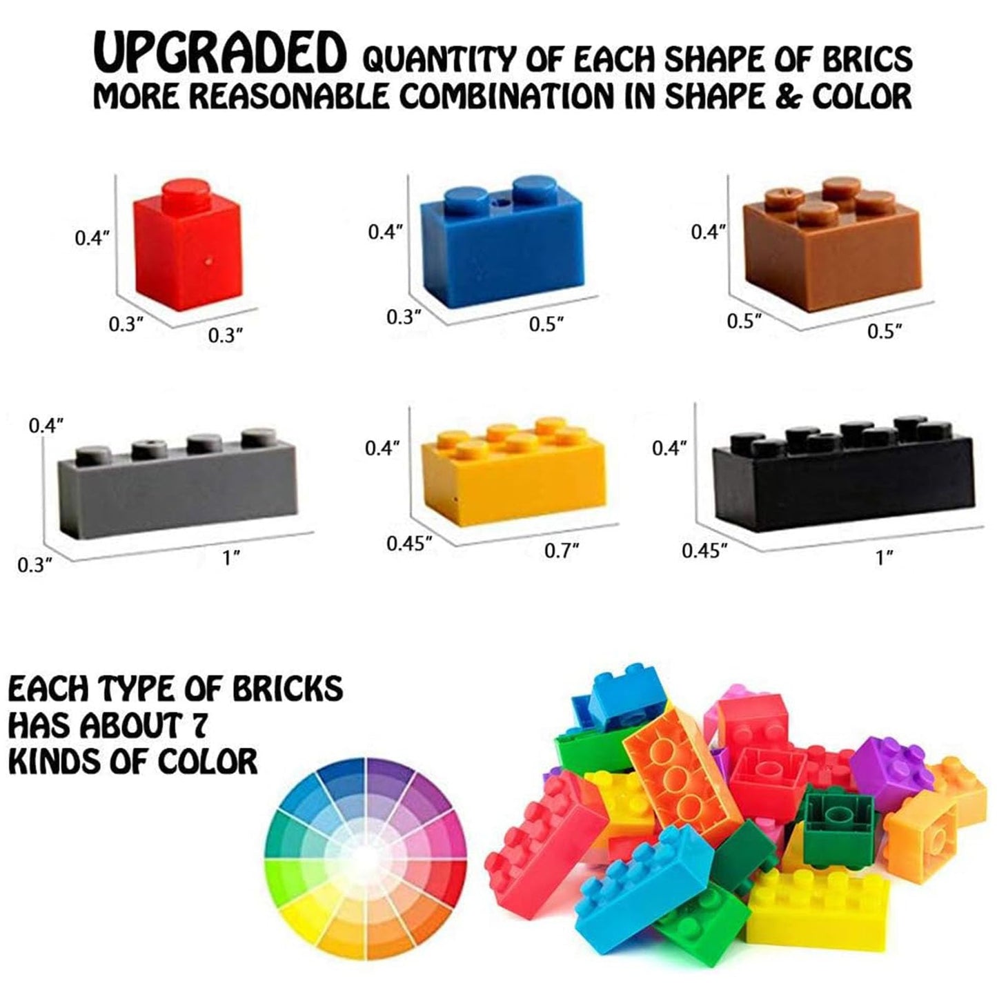 3 otters 1000 PCS Building Blocks, Building Toys for Kids Classic Construction Toy Set, Creative Compatible with Major Brands Holiday Classroom Gifts for Boys and Girls