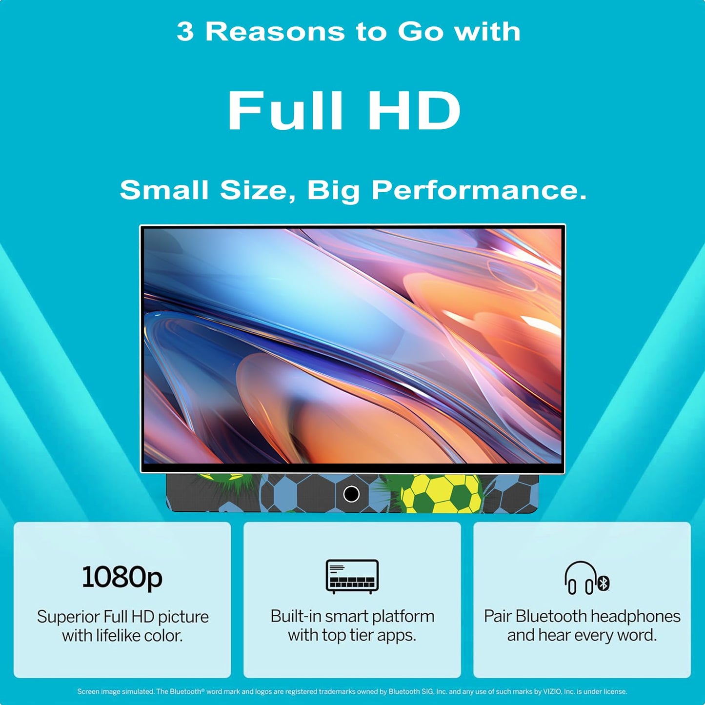 27 Inch Portable Smart TV with Built-in Battery, 1080P FHD Outdoor TV for RV & Camping, HDR10, Dolby Audio, WiFi, Voice Remote, Portable TV for Travel, Bedroom, Game Day & Outdoor Entertainment