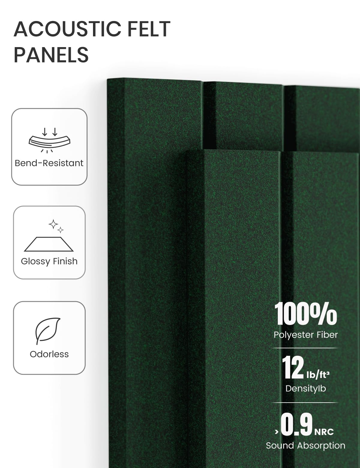 Fluxynara Large Felt Bulletin Board 48" x 36" Cork Board Alternative-12 Pack with 70 Safe Removable Adhesive Tabs, Cork Boards for Walls Cork Board for Home Office Classroom Pin Board- Pine Green