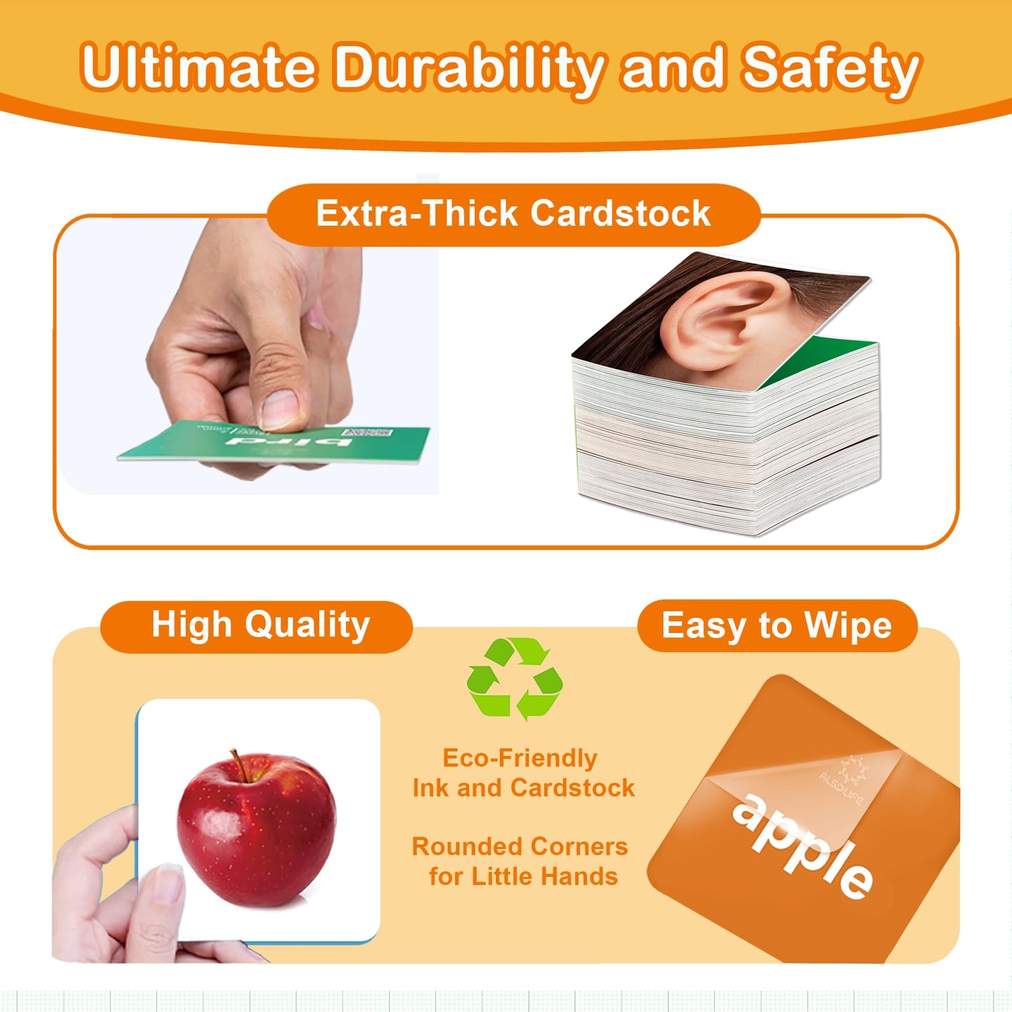 ALSOLIFE 80 Nouns Flash Cards for Toddlers 2-3, Key Vocabulary Flashcards, Sturdy & Durable Realistic Picture Cards for Speech Therapy, Autism Flash Cards for ABA Therapy and Special Education