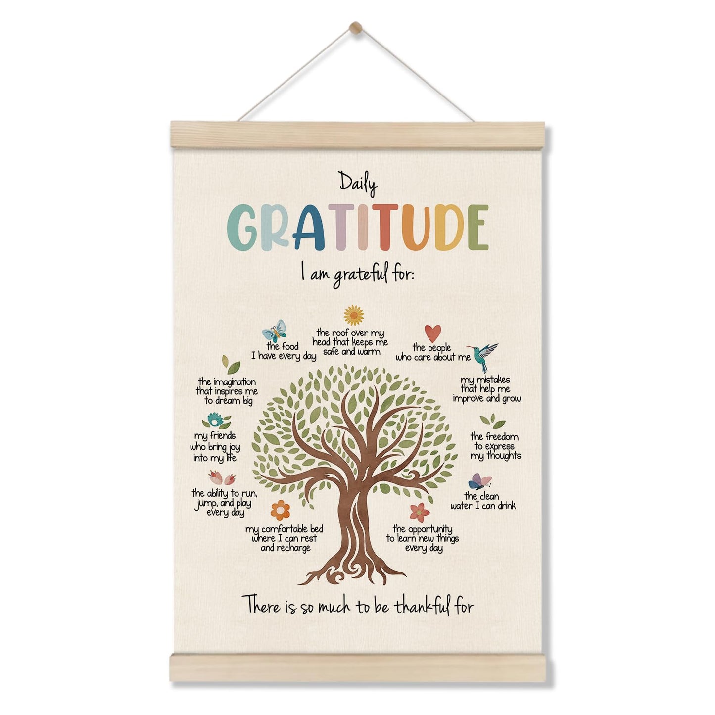 DOI-LANEE Inspirational Motivational Daily Gratitude Poster Hanger Frame, Mental Health Affirmation Wall Art 16x12 Inch, Therapy Counseling Office Wall Decor, Psychology Gifts