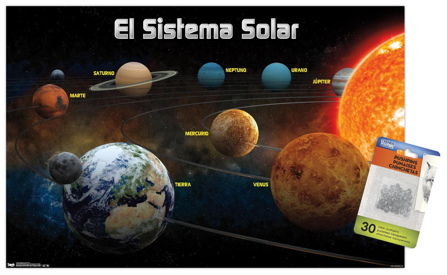 El Sistema Solar 2013 (Solar System) Wall Poster with Push Pins