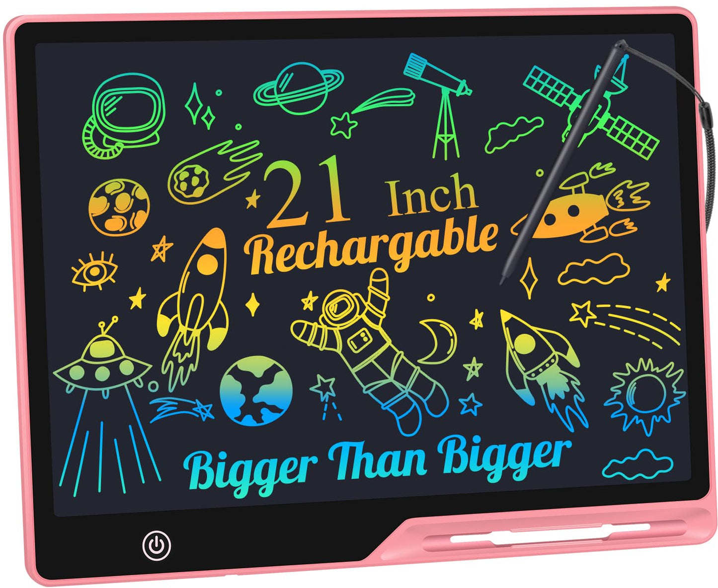 Kinayue LCD Writing Tablet for Kids, Rechargeable 21 Inch Doodle Board,Easter Basket Stuffers,Preschool Learning Toys Christmas Birthday Gift 3 4 5 6 7 Year Old Girls Boys (Pink)