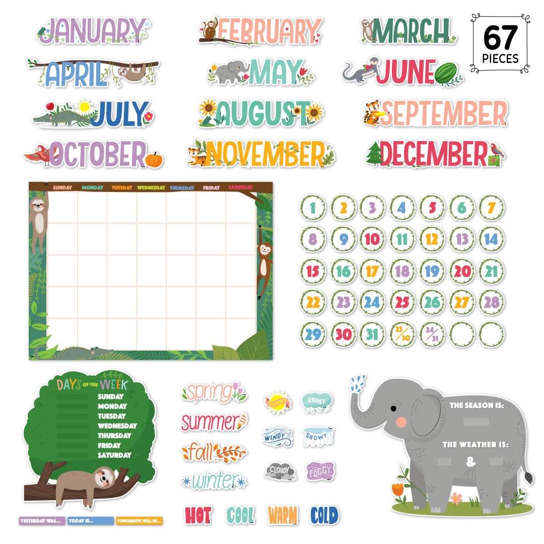 CTP Jungle Friends Calendar Set Bulletin Board Top Classroom Decorating Accents (Creative Teaching Press 10919)