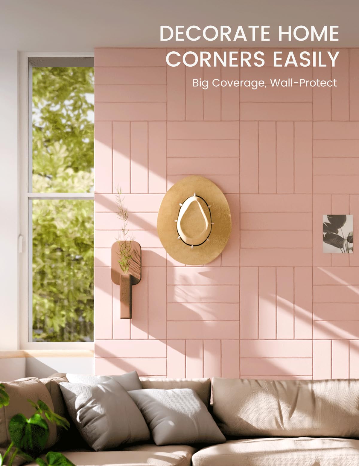 Fluxynara Felt Bulletin Board Tiles Large 48" x 36" Cork Board Alternative-12 Pack with 70 Adhesive Tabs, Thick Slat Wall Panels for Office Decor, Push Pin Board Wall Organizer Alternative -Pink