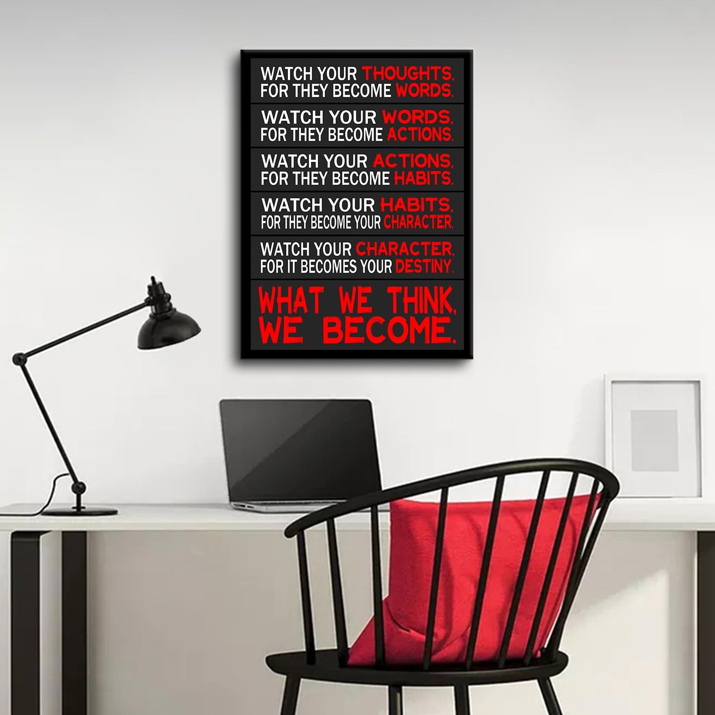 Motivational Canvas Wall Art Watch Your Thoughts Inspirational Poster Print Positive Quotes Pictures Painting Artwork for Home Office Bedroom Living Room Wall Decor Ready to Hang [18''Wx24''H]