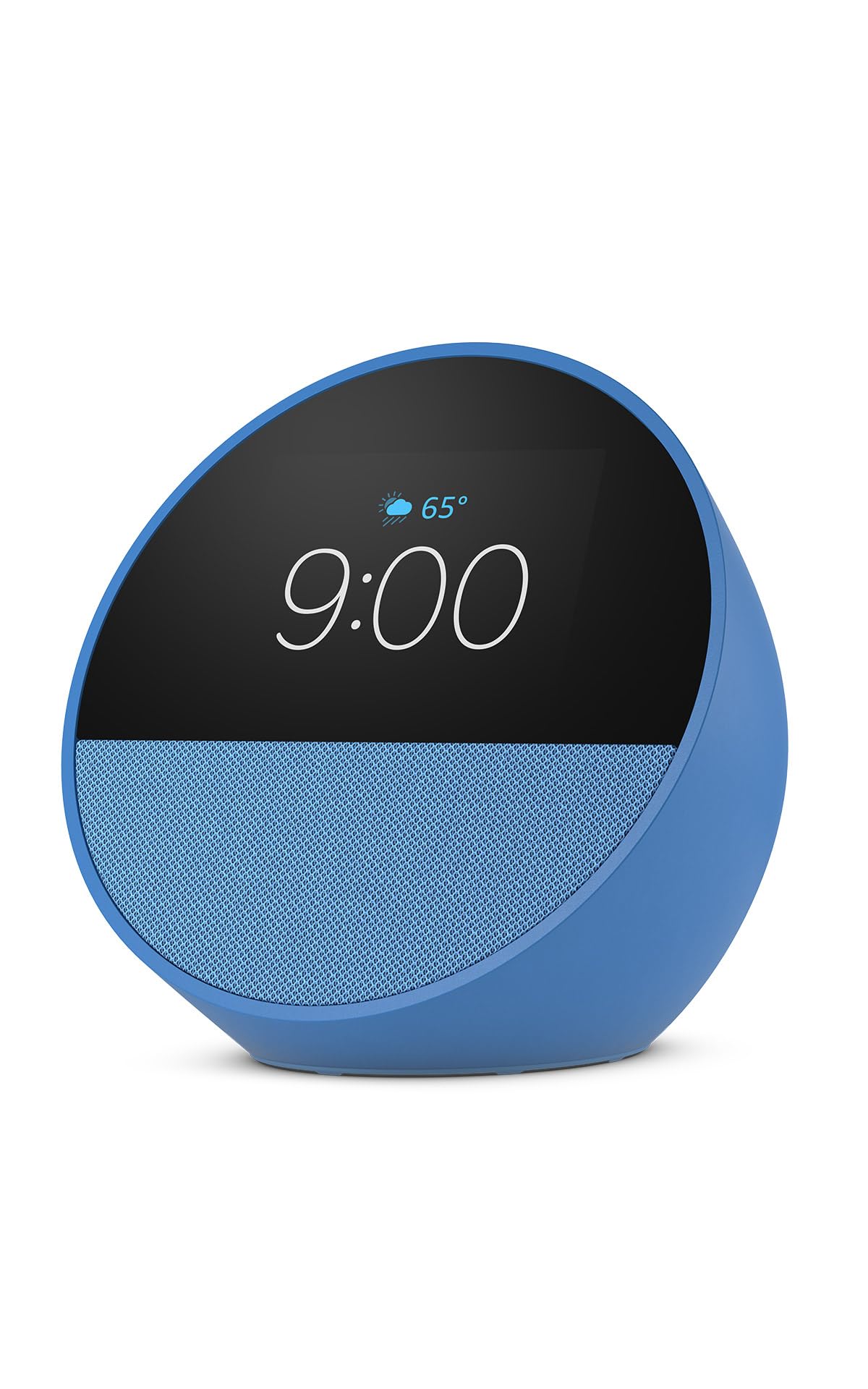 Like-New Amazon Echo Spot (newest model), Great for nightstands, offices and kitchens, Smart alarm clock, Designed for Alexa+, Ocean Blue