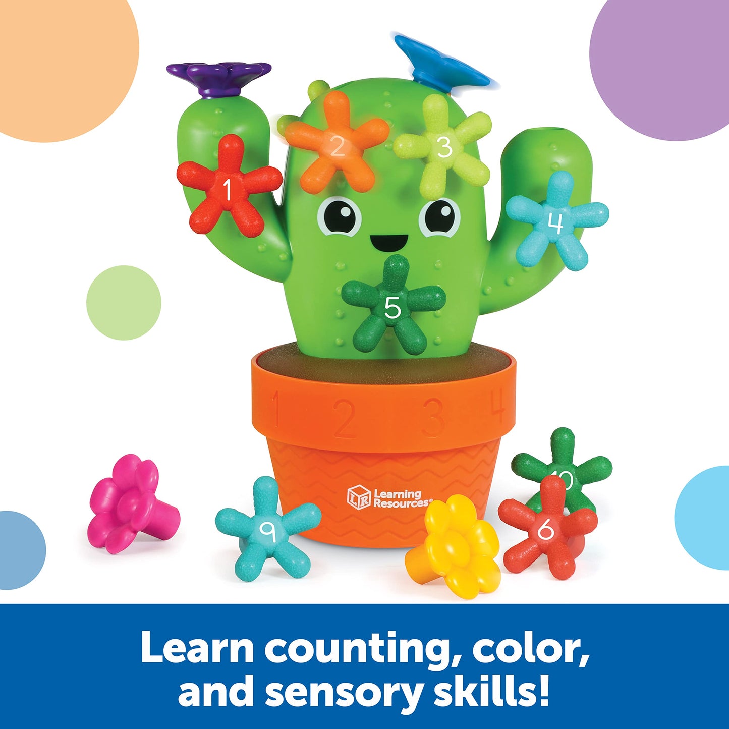 Learning Resources Carlos the Pop & Count Cactus - 16 Pieces, Age 18+ Months, Toddler Montessori Toys, Stacking Shape, Sorting And Matching Skill Activities, Educational Games