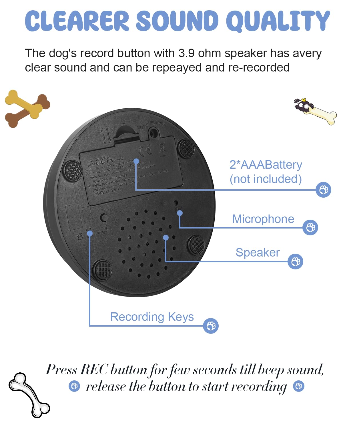 Acools Dog Buttons for Communication, 6 Pcs Dog Talking Button Set, 30s Voice Recordable Pet Training Buzzer, Speaking Buttons for Cats & Dogs with Waterproof Dog Activity Mat and 24 Scene Stickers