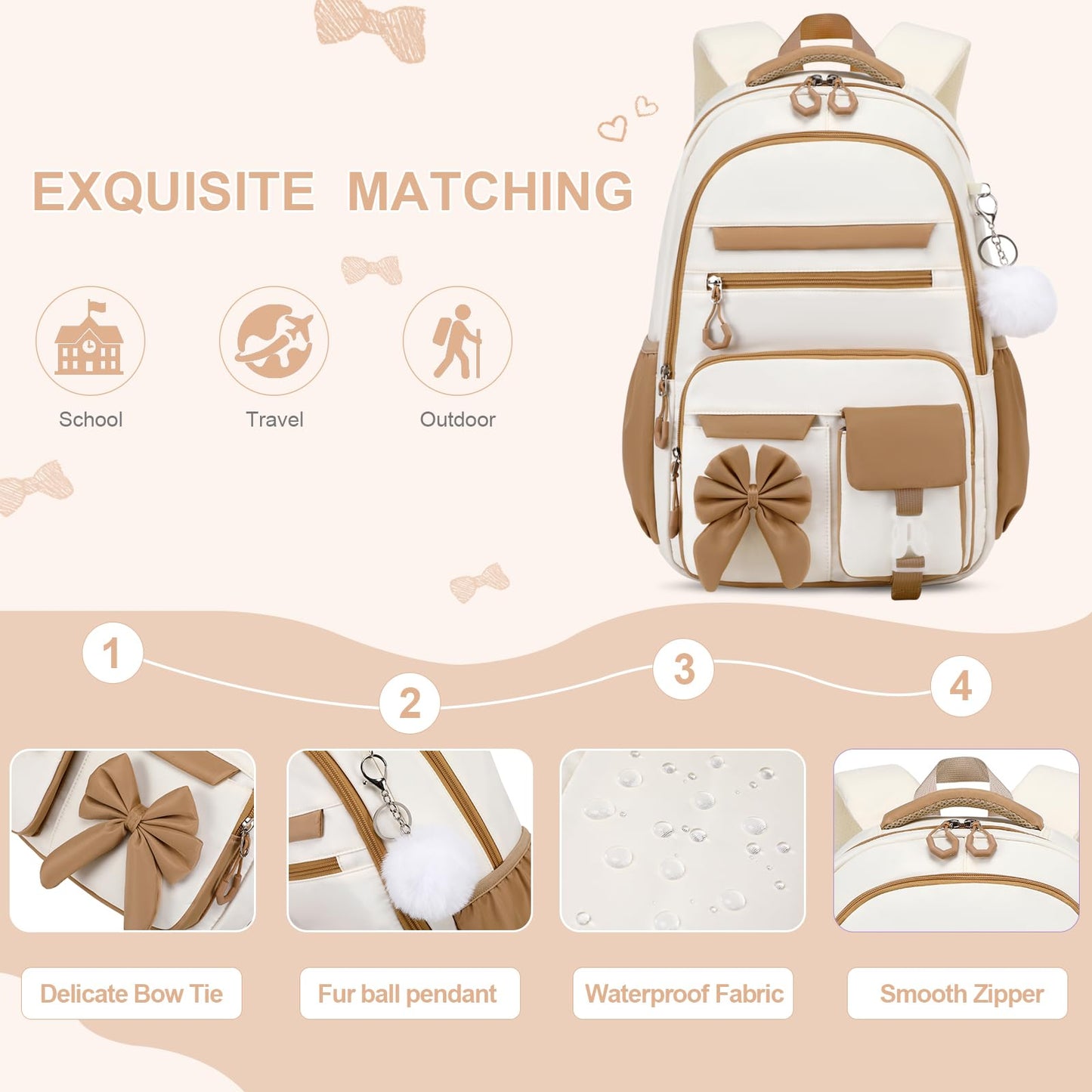 DIGOBAY Backpack for Girls, 3PCS Girls Backpack for School with Lunch Bag Pencil Case, Cute Kids Teens Bookbag for Kindergarten Elementary Preschool Middle School