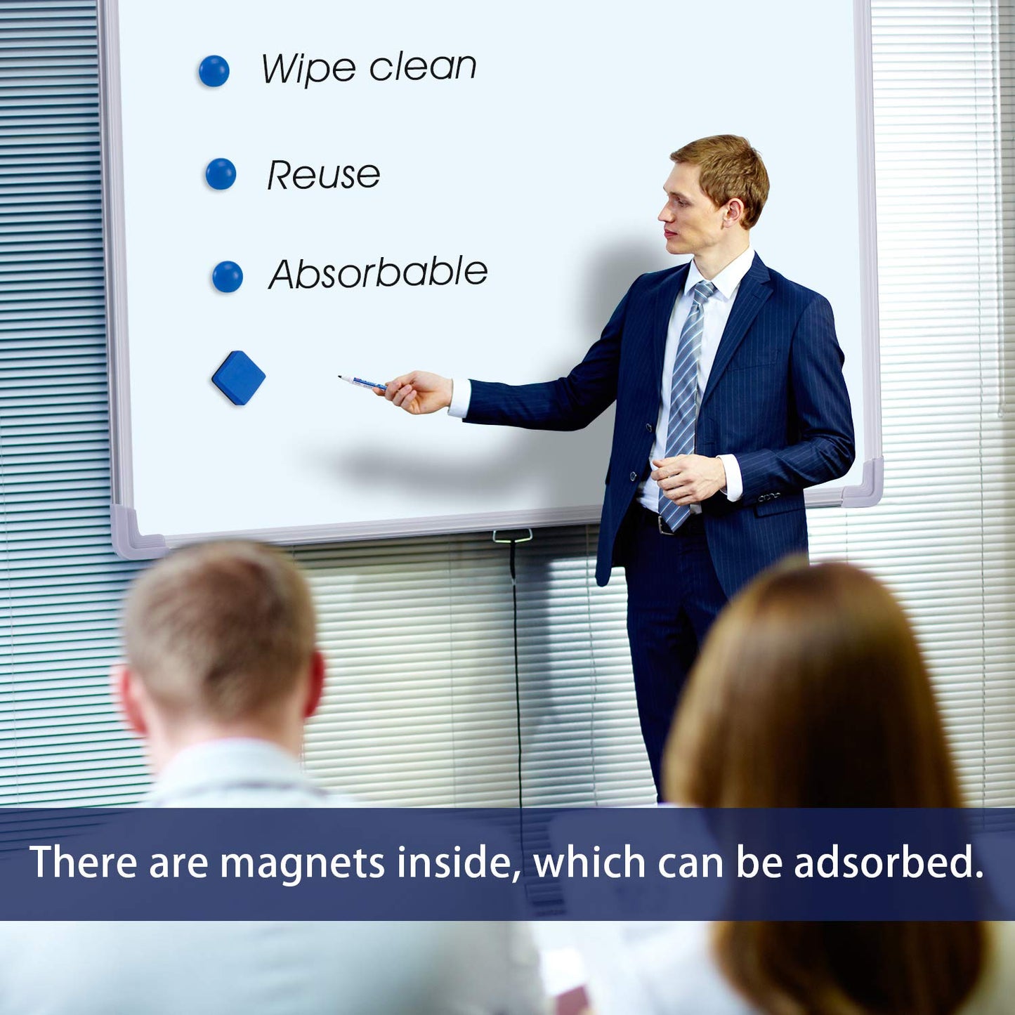 Favourde 48 Pack Magnetic Whiteboard Dry Erase Erasers Chalkboard Cleansers for Classroom, Home and Office (4-Color, 1.97 x 1.97 Inch)