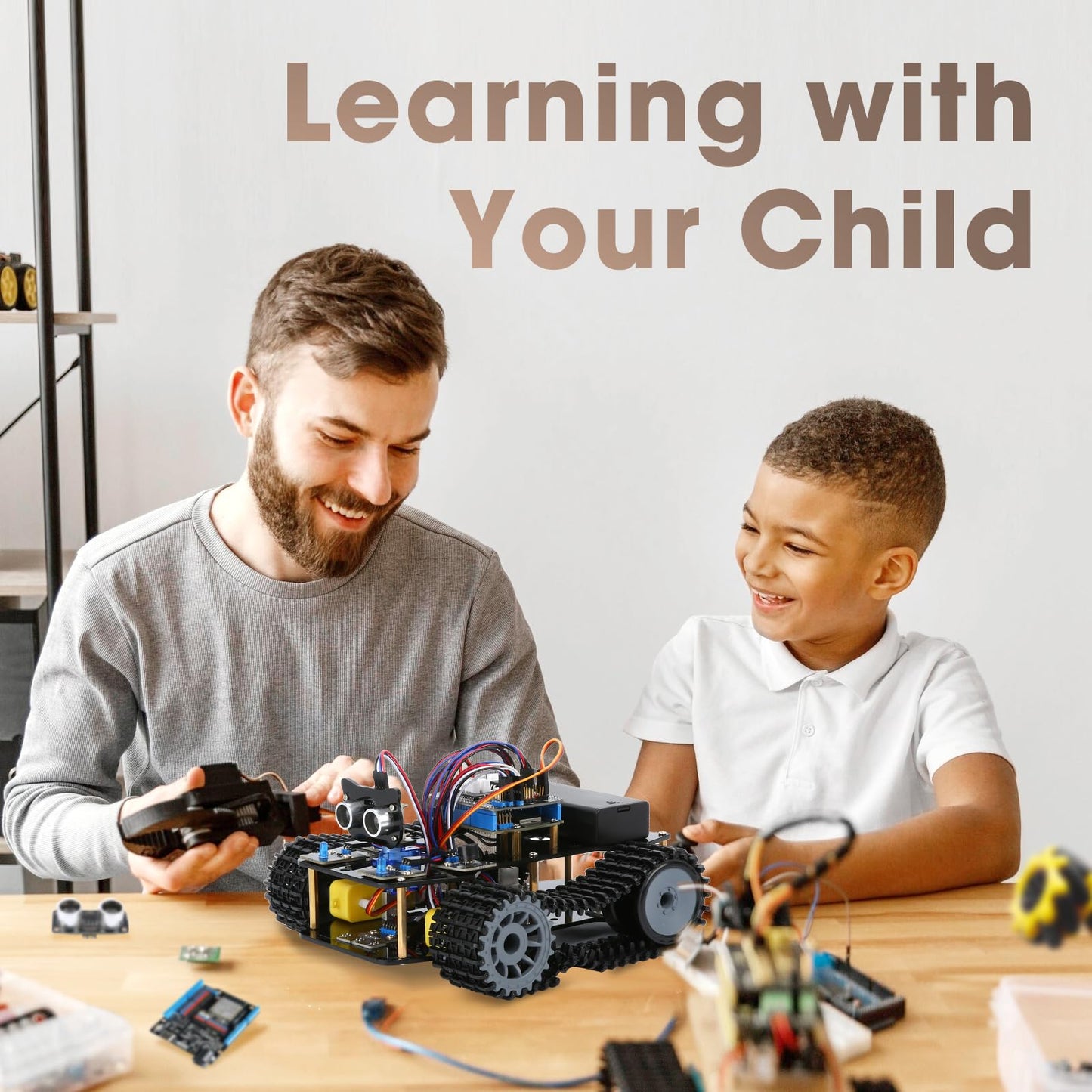 Robotics Kit for Kids Ages 8–12, Smart Robot Tank Car Compatible with Arduino & Scratch & Python, STEM Toys for Boys Ages 8–12, App & Remote Control, Birthday Coding Gift for Boys, Girls and Adults