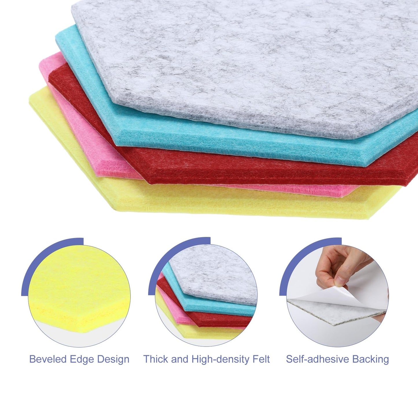 PATIKIL Felt Bulletin Board, 12"x10", 6 Packs Self Adhesive Hexagon Felt Tiles for Sound Proofing Wall Panels for Home Office Recording Studio,Game Room, Lemon Yellow