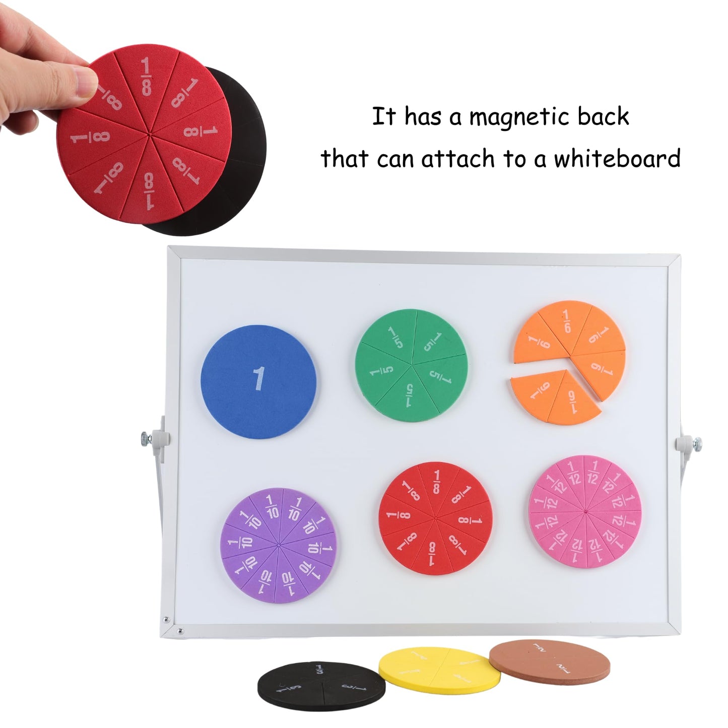 EHR Magnetic Fraction Circles for Kids, Classroom Math Manipulatives for Hands-On Fraction Learning, Fraction Circles Set for Elementary Math & Homeschool