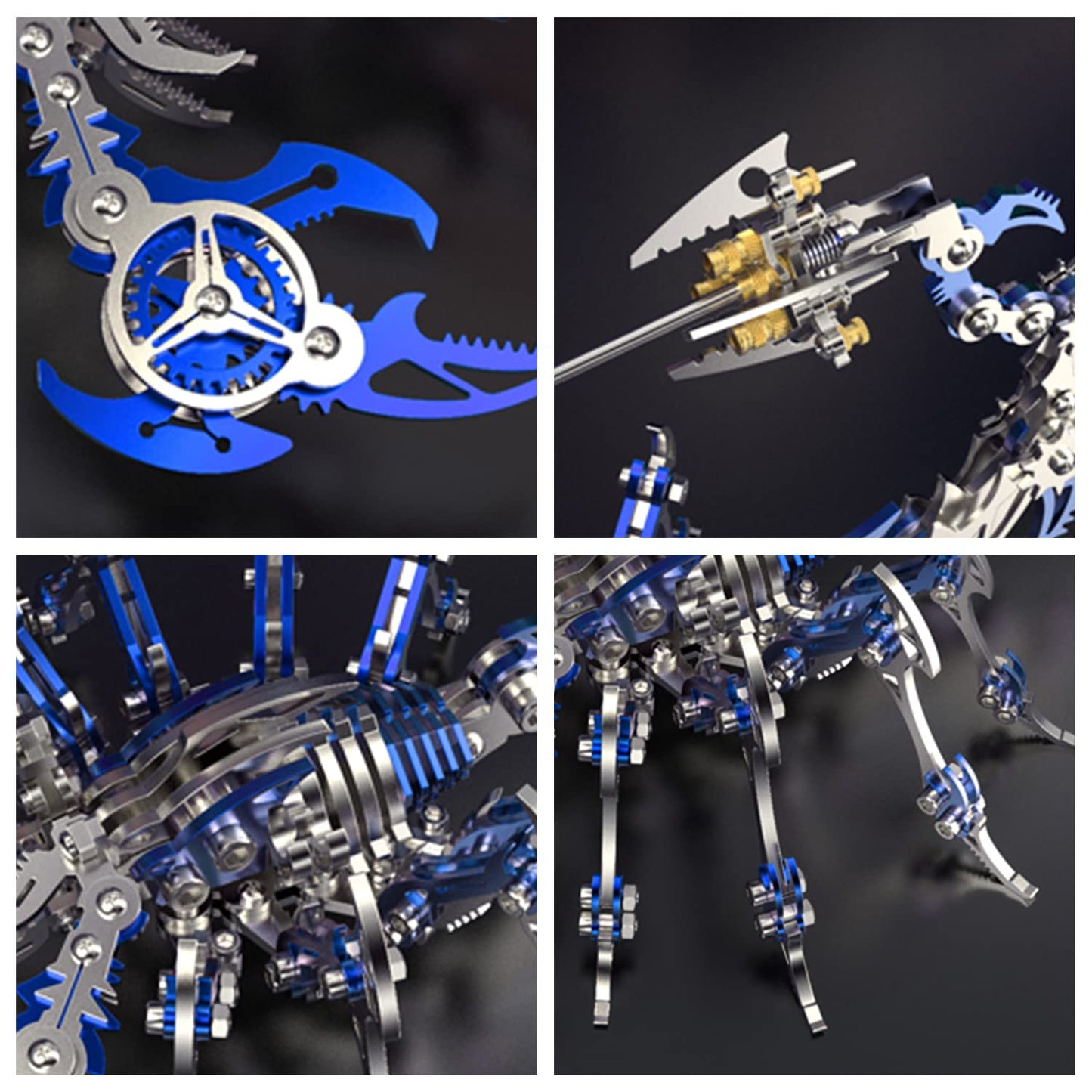3D Metal Model Kits, Mechanical Scorpion King Blue 3D Metal Puzzle,Steel Warcraft Collection DIY Animal Brain Teasers Simple 3D Puzzles