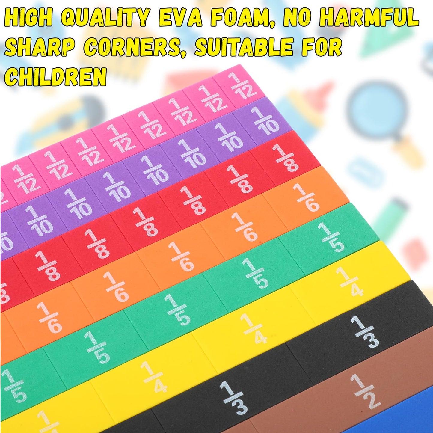 Sayglossy 30 Sets Fraction Tiles Set for Math Classroom Fractions Manipulatives Math Learning Manipulatives for Home School Supplies