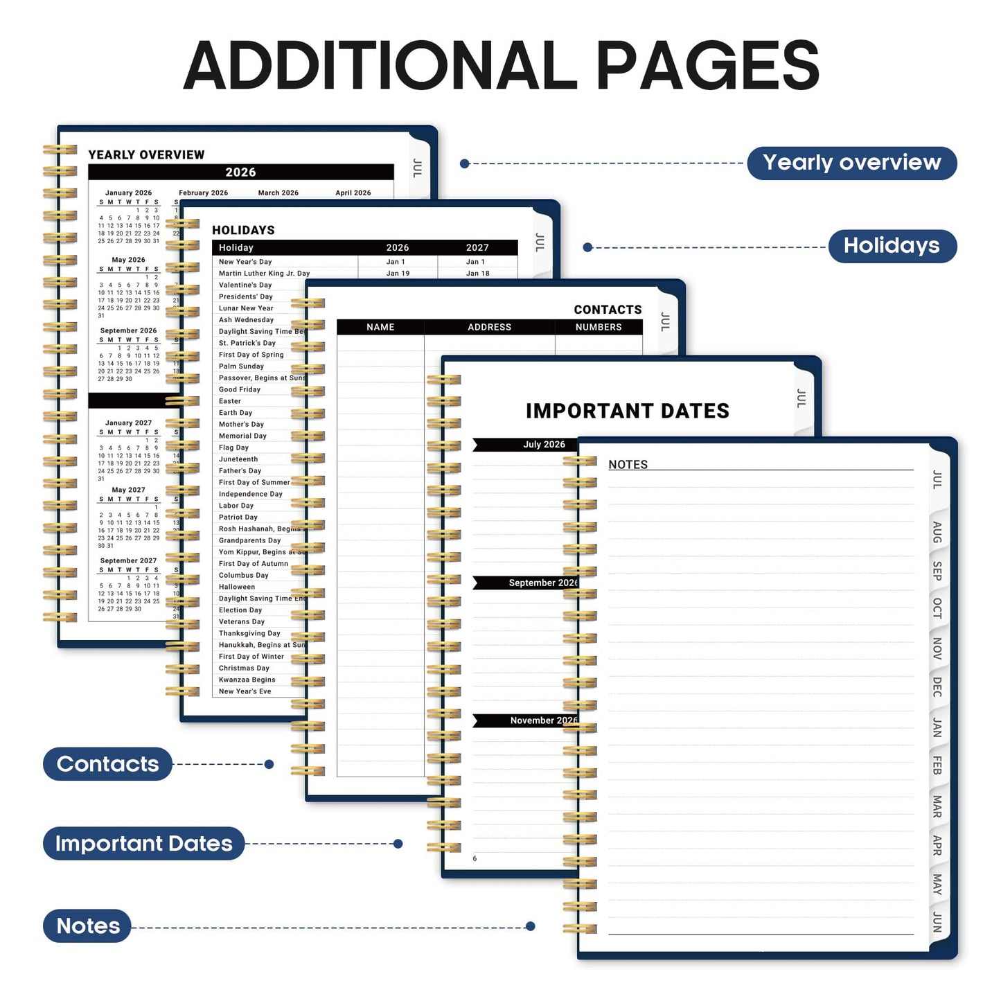 Planner 2026-2027, Academic Year Weekly and Monthly Calender Planner, from Jul 2026 - Jun 2027, Spiral Bound School Planning Book, Perfect for Teacher, Student, Women & Men, A5 (6.3" x 8.5"), Ocean Postmarks