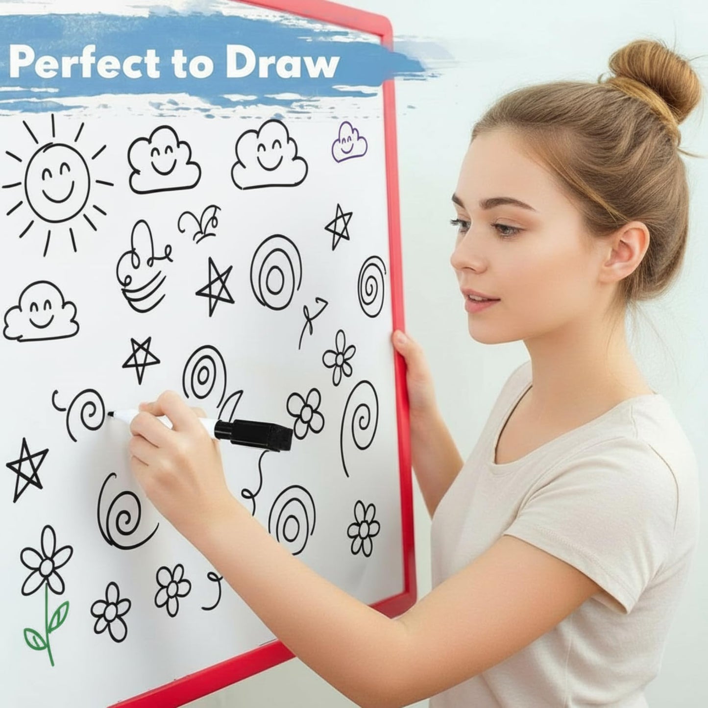 Kosiz 200 Pcs Magnetic Dry Erase Markers Fine Point Tip Whiteboard Markers with Eraser Cap Magnetic Dry Erase Pens Erasable Pens for Whiteboard Dry Boards(Black)
