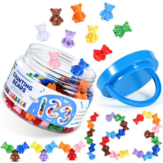 ZYFLSQ 150 PCS Counting Bears Set, 10 Color Sorting Bears Learning Toys for Preschoolers, 1 Inch Stackable Bear Counters for Kids Ages 3+, Montessori-Inspired Math Manipulatives for Classroom & Home