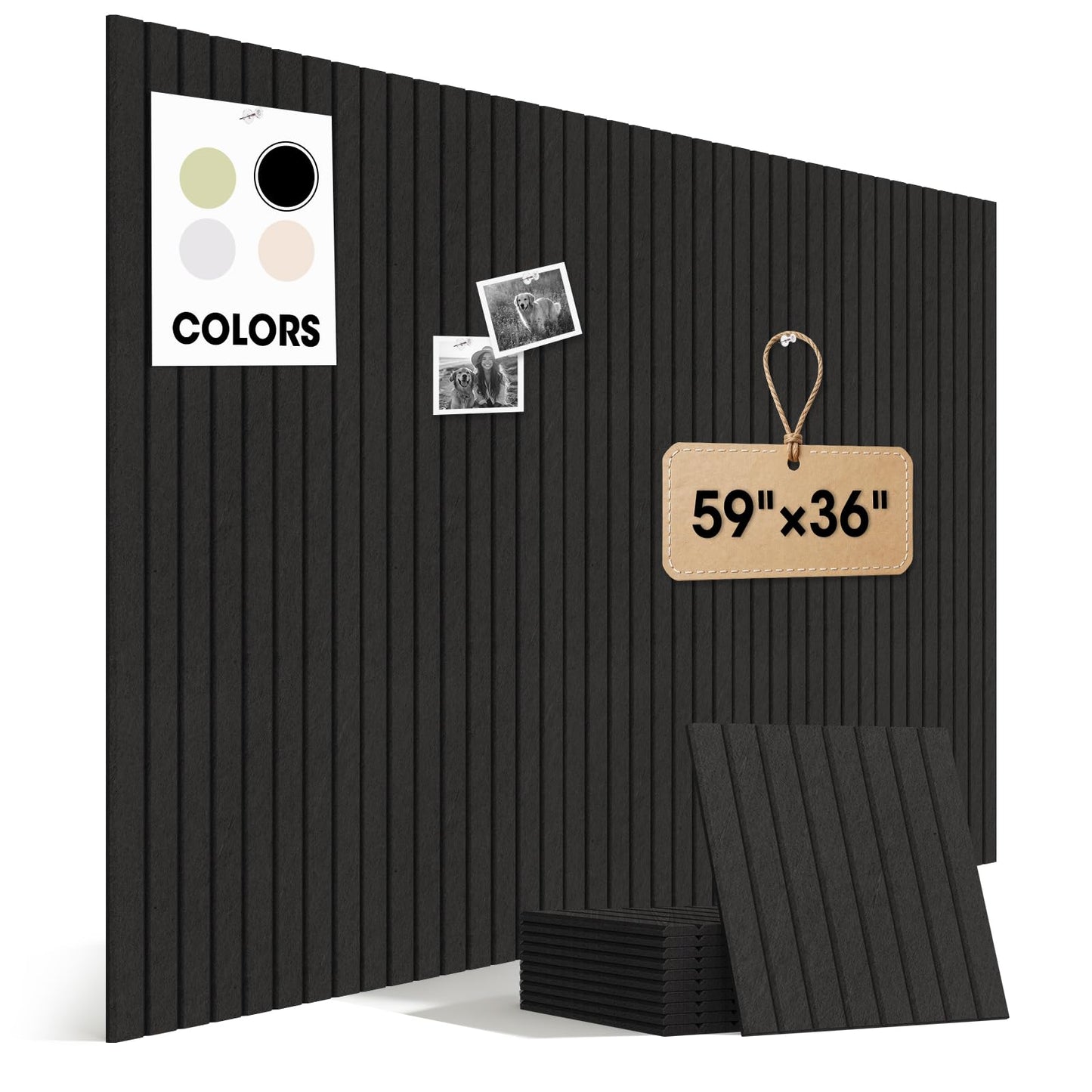 MQAAUP Large Cork Board for Walls 59" x 36",15 Pack 12"X12"Felt Bulletin Board Tiles with 120 Adhesive Tabs,Cork Board Alternative for Office Decor, Push Pin Board Wall Organizer- Black
