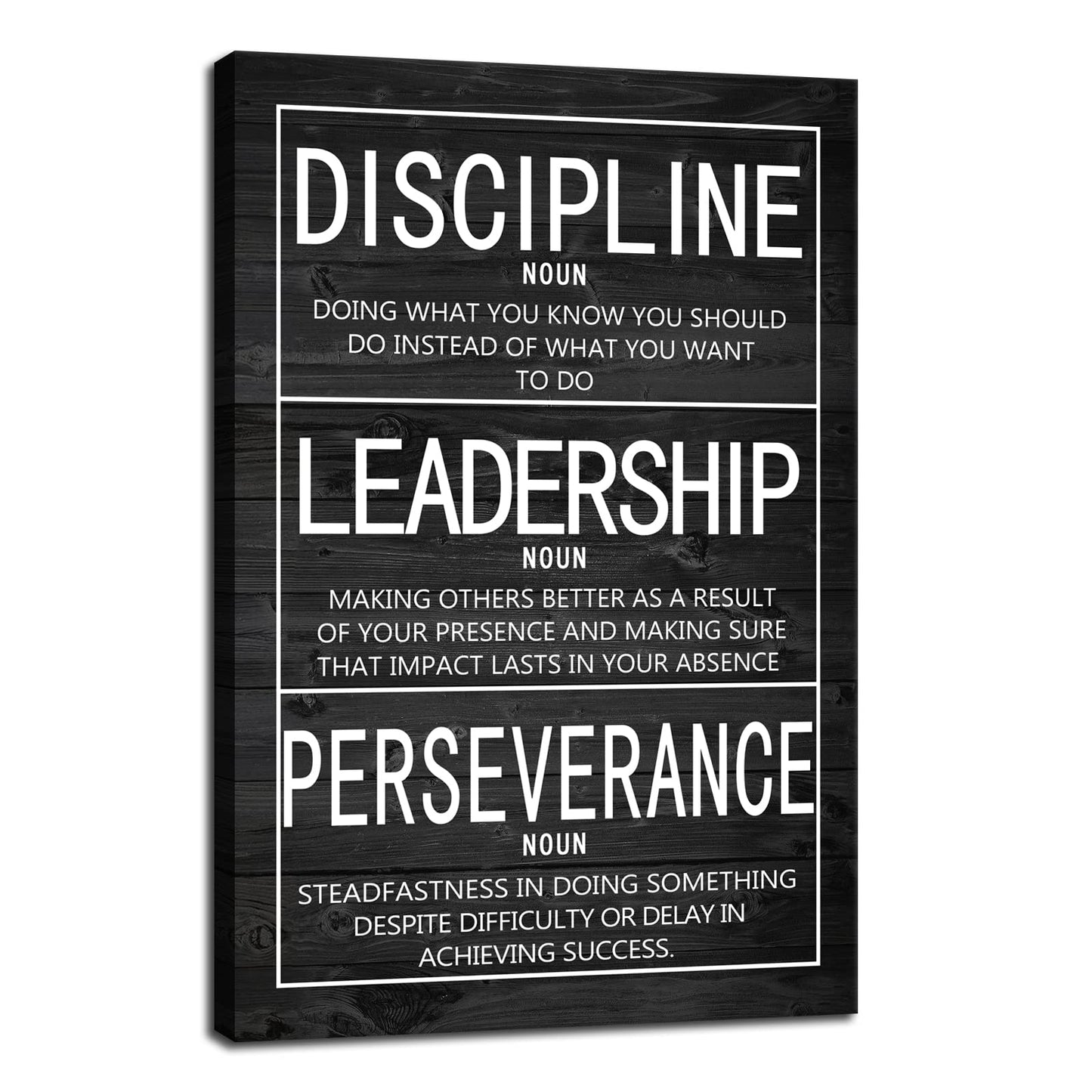 Inspirational Wall Art Discipline Leadership Perseverance Positive Motivational Poster Canvas Painting Wall Art Framed Artwork Prints Picture for Living Room Office Gym [24''Wx 36''H]