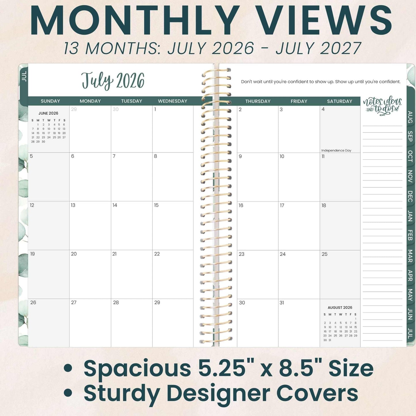 bloom daily planners 2026-2027 Planner - Academic Year (July 2026 - July 2027) Monthly & Weekly Soft Cover Planner for Women - 13 Month Inspirational Agenda Book with Stickers - 5.5" x 8.25" - Boho Greenery