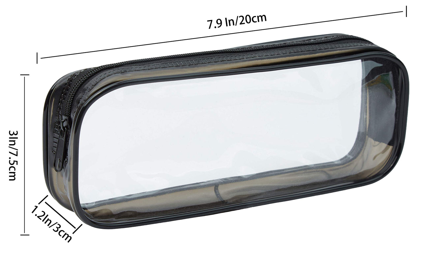 WUWEOT 10 Pack Clear Pencil Case, PVC Pencil Bag Makeup Pouch, Big Capacity Travel Toiletry Bag with Zipper for Office Stationery and Travel Storage (Black+White)