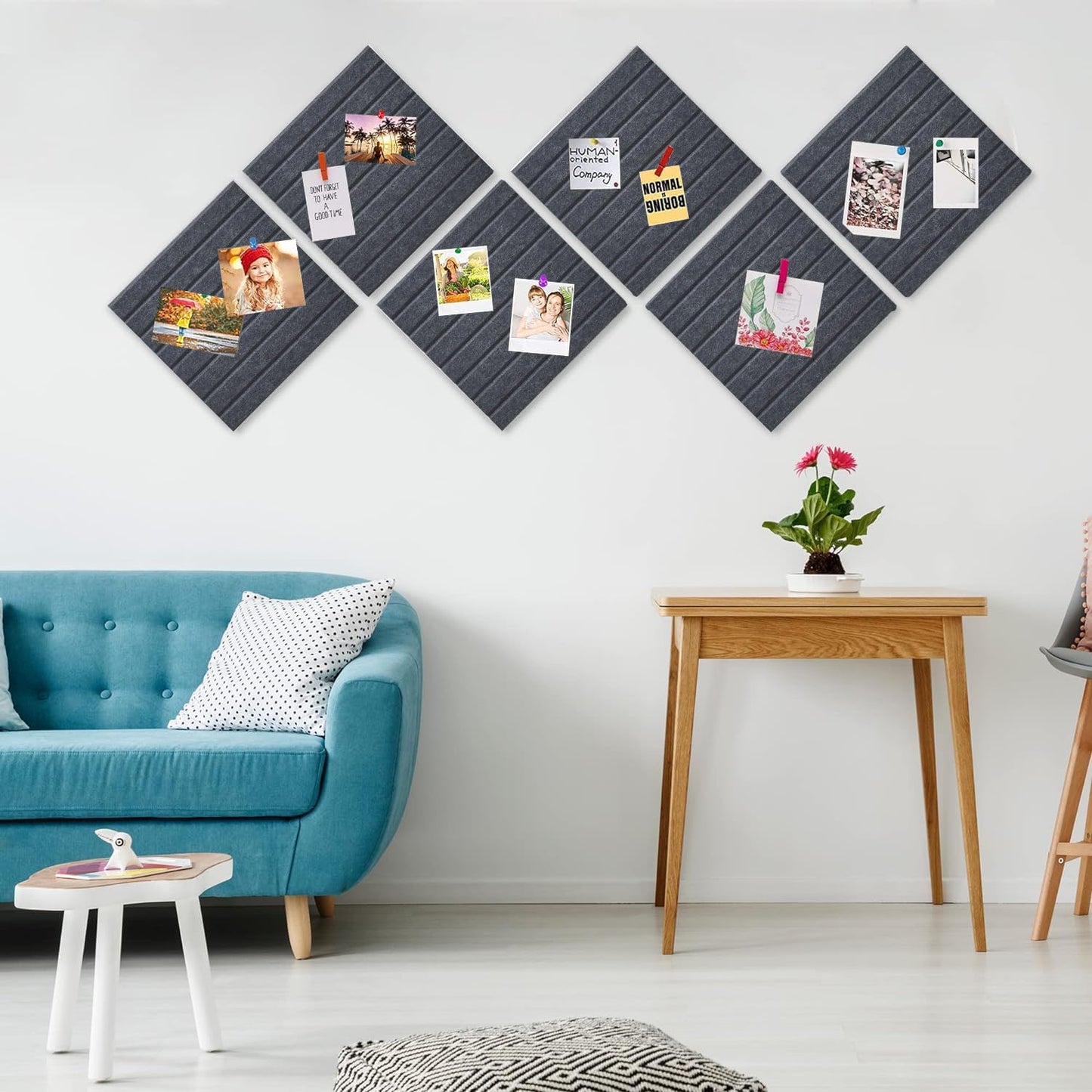 Yunihome Cork Board for Walls 36" x 24", 6 Pack Felt Bulletin Board Wall Tiles with 30 Push Pins for Home Kitchen School Office Wall DIY Decorative