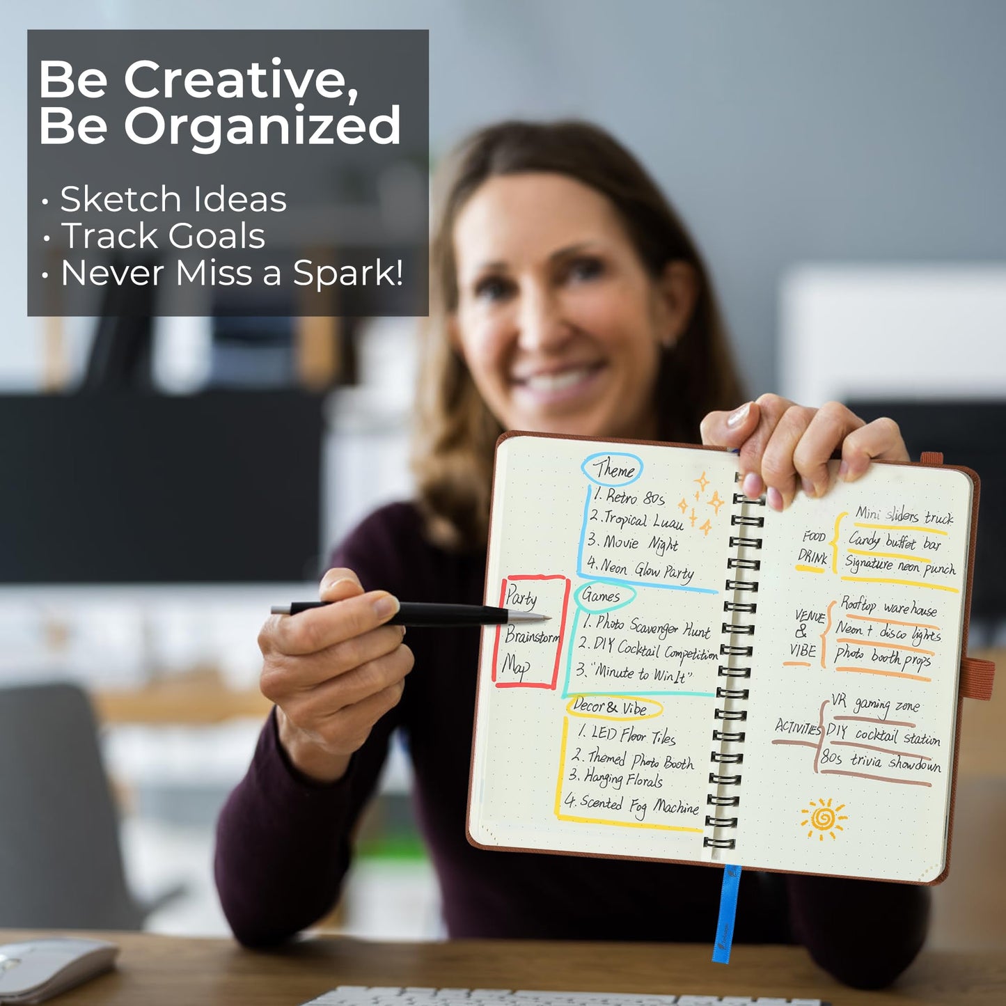 IN-LUXPRO Planner 2026-2027 Daily Weekly and Monthly,6.5"x3.75",18 Months Spiral Bound Calendar Agenda with Self-adhesive Pen Holder,2026 Academic Plan with Vegan Leather Soft Cover,Brown