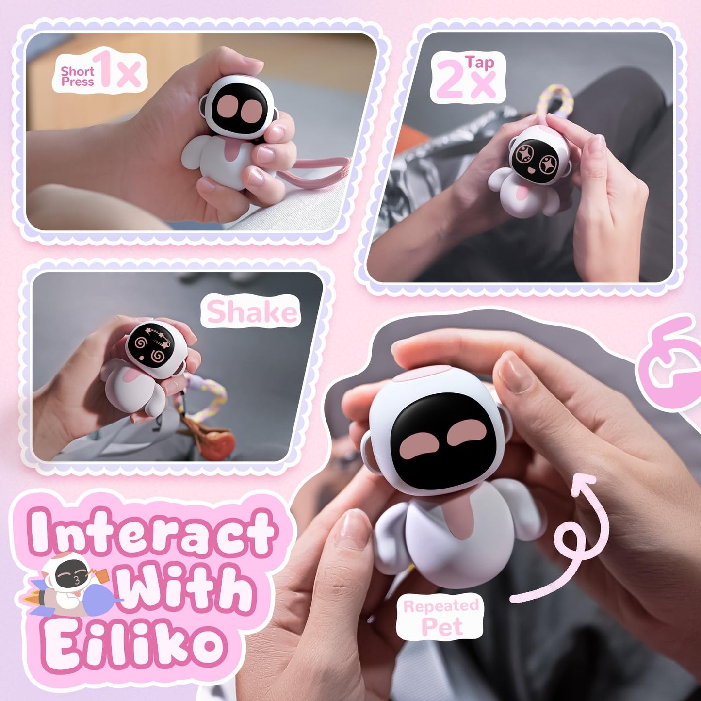 ENERGIZE LAB Eiliko Coral Pink - Your Tiny AI Charm Robot That Matches Every Daily Outfit, Fun Electronic Pendant Toys, for Couples and Best Friends.