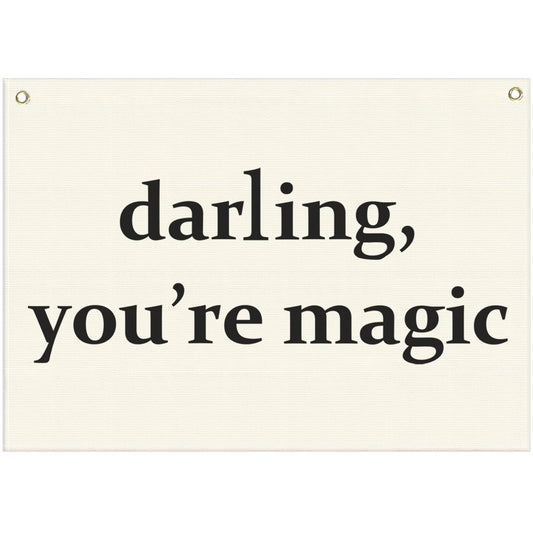 Nursery Canvas Banner Wall Decor Hanging Rectangular Flag Sign Art for Baby Kids Boy Girl,Babyroom Bedroom Playroom Decor,Christmas Gift for Nursery Wall Decor-Darling You’re Magic-28.5"L x 20"W
