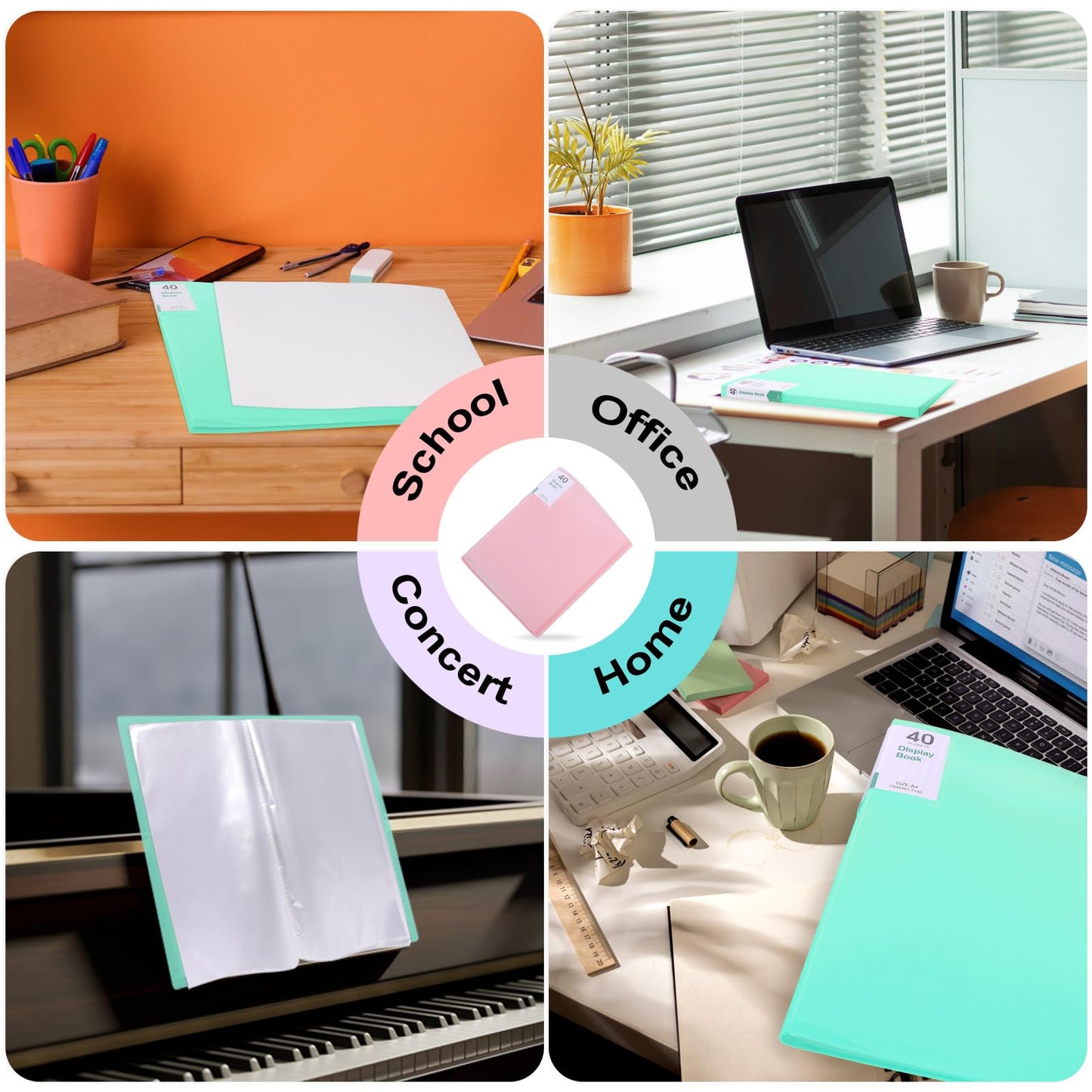 Phyxin Portfolio Binder, 60-Pocket Portfolio Folder 8.5" x 11", Displaying 120 Page Binder with Plastic Sleeves, Plastic Folders for Women & Men, Students, Teachers, Green